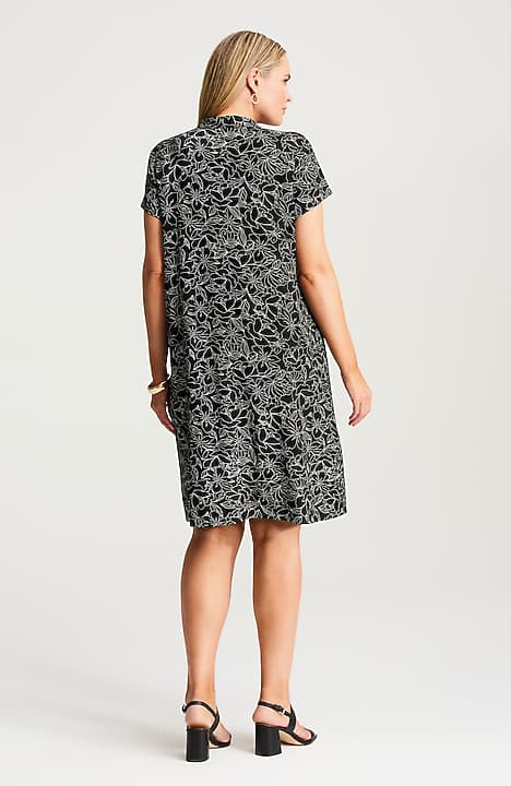 printable simple a line dress pattern free Long Sleeve A Line Shirt Dress | Vintage Black | S main image 0