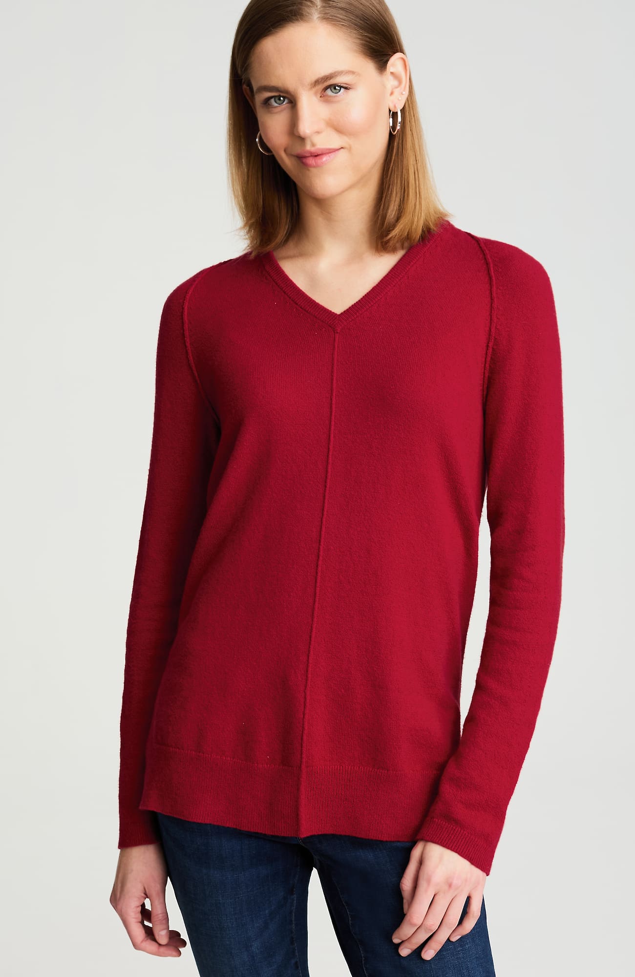 Jjill J.jill Soft Seamed V-neck Sweater In Red