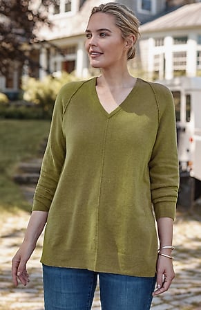Image for Soft Seamed V-Neck Sweater