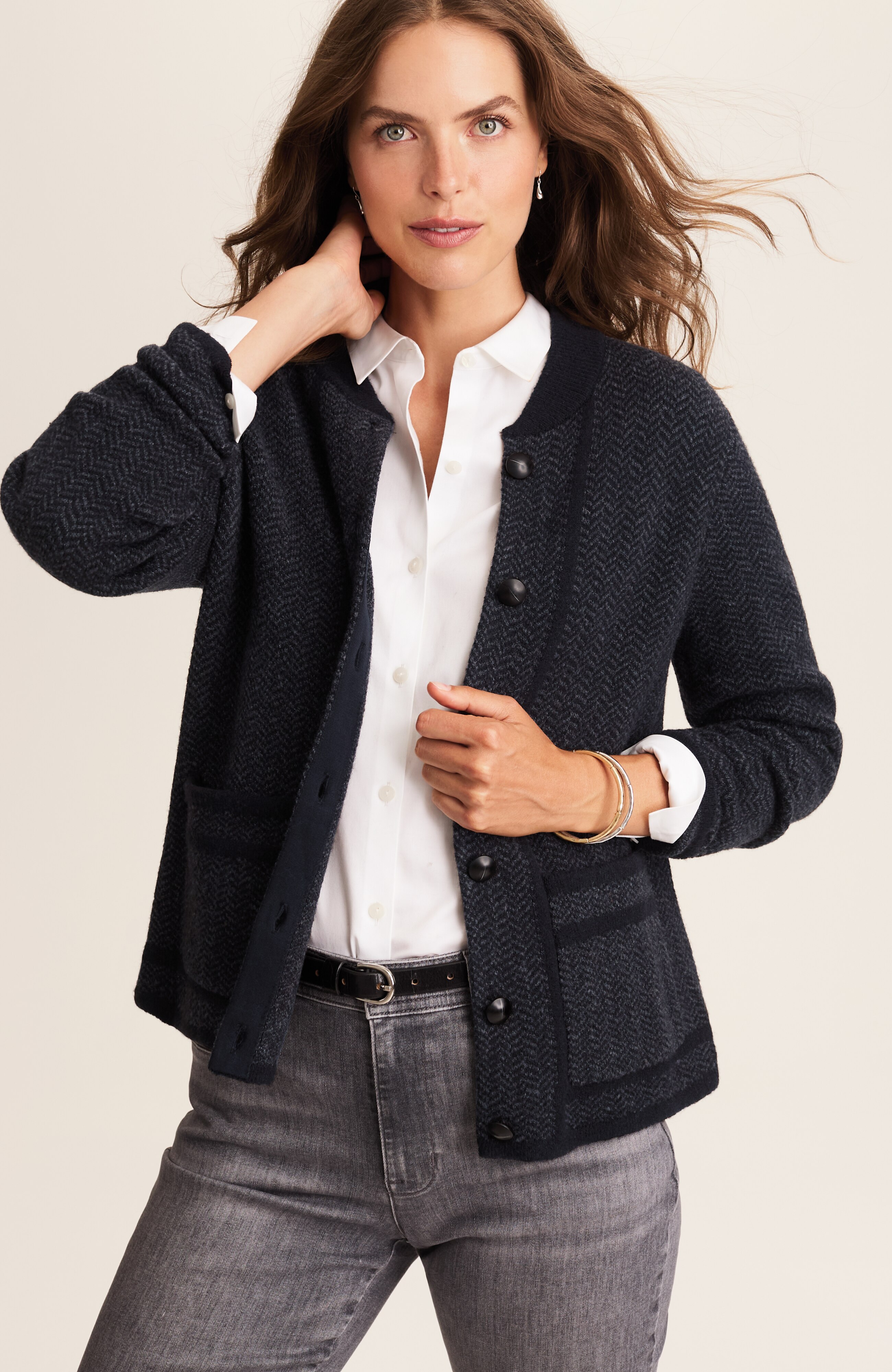 chevron sweater-jacket