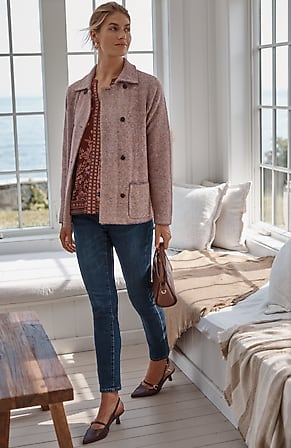 Image for Tweed Button-Front Sweater-Jacket