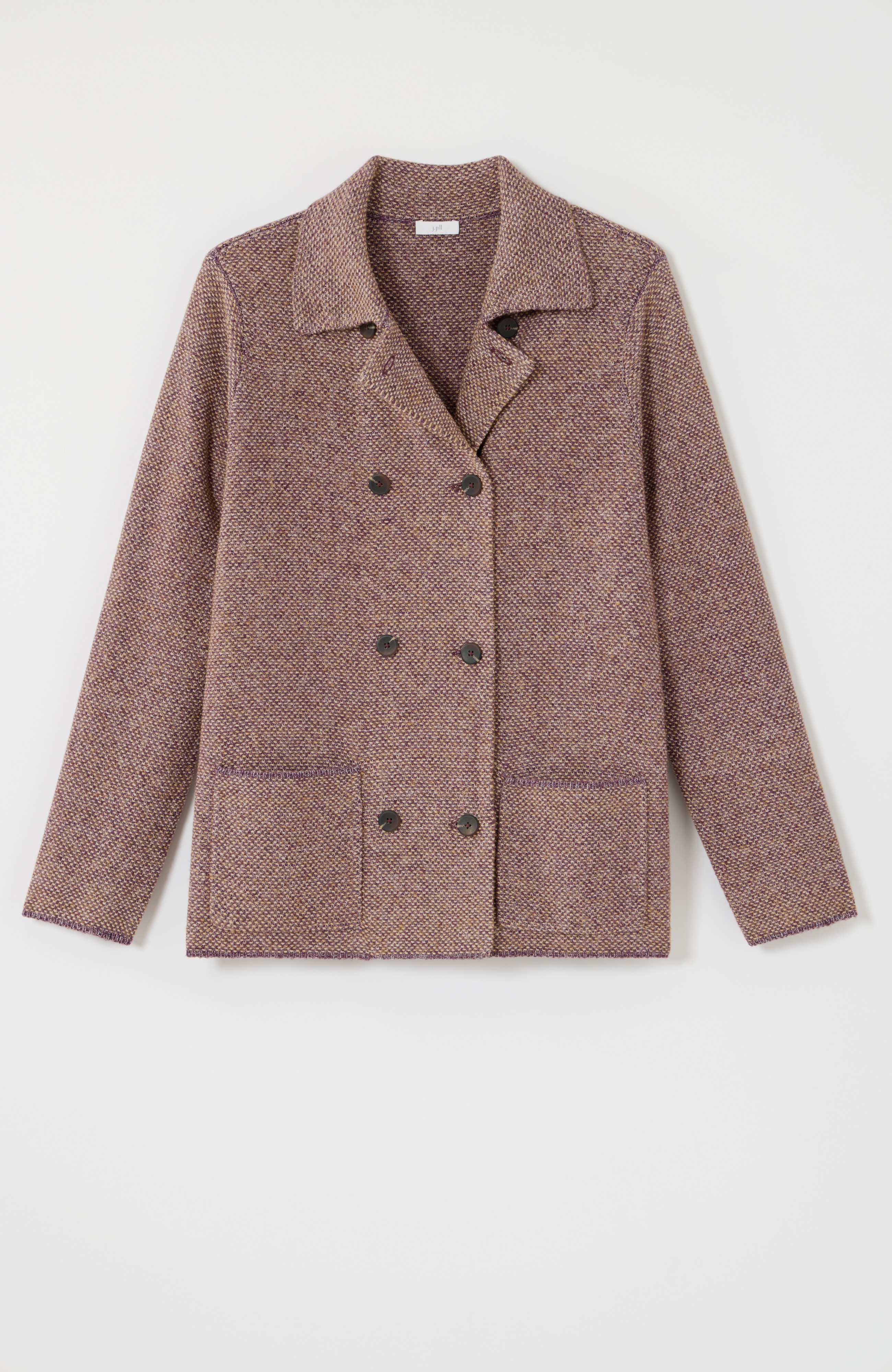 tweed button-front sweater-jacket
