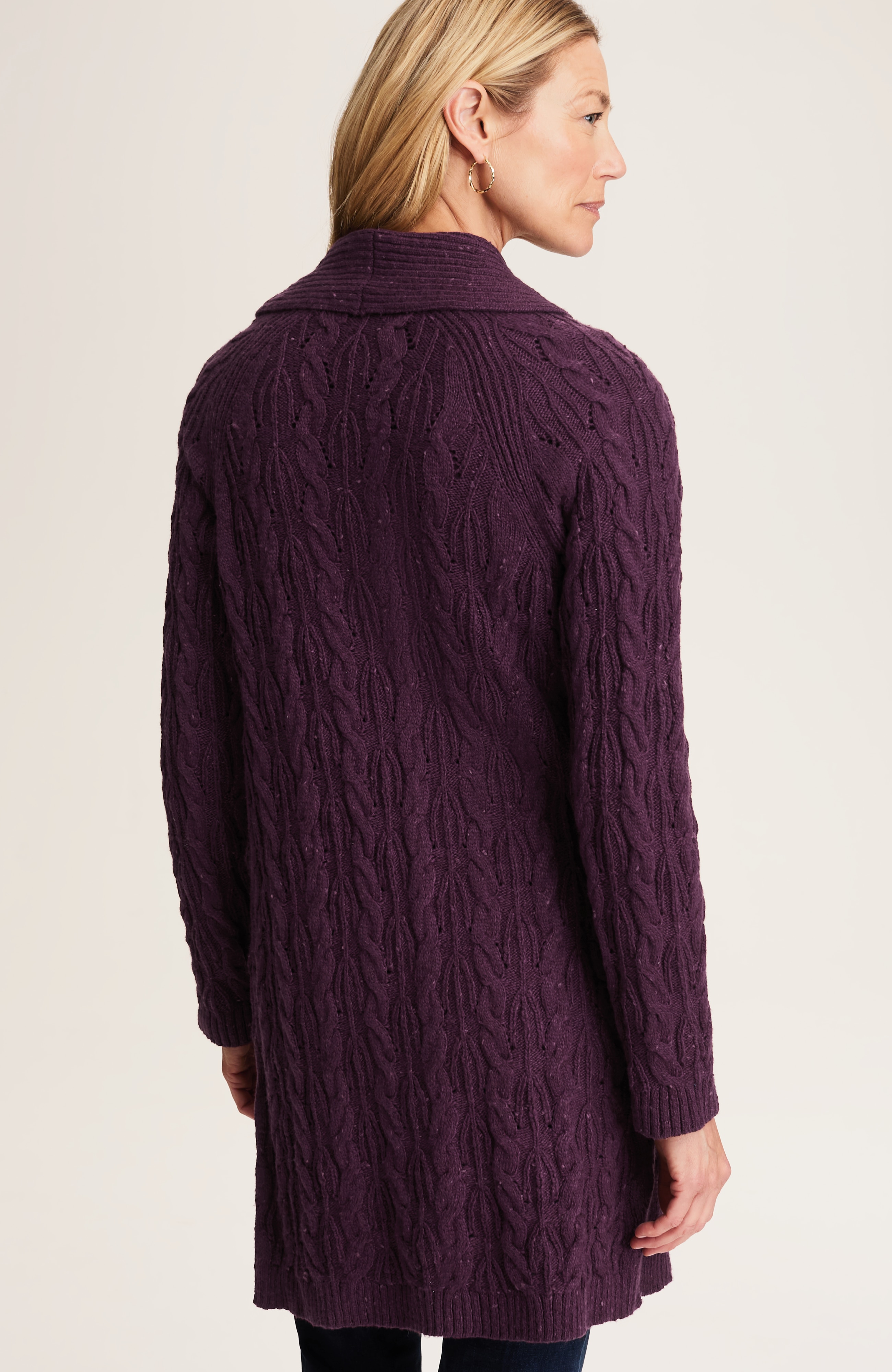 MIXED-TEXTURE SHAWL-COLLAR CARDI | JJill