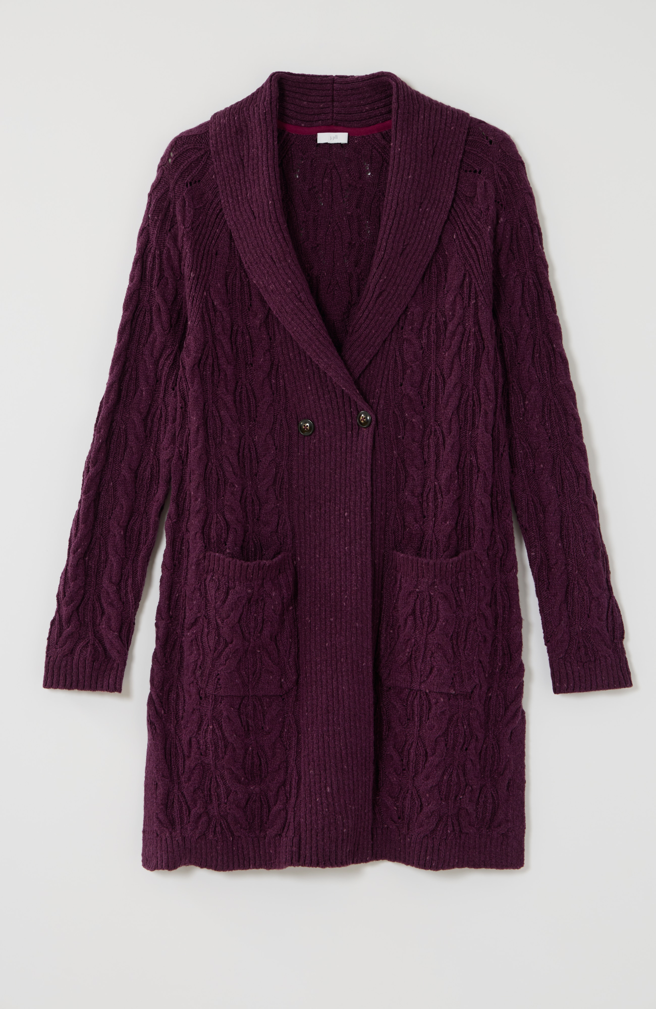 MIXED-TEXTURE SHAWL-COLLAR CARDI | JJill