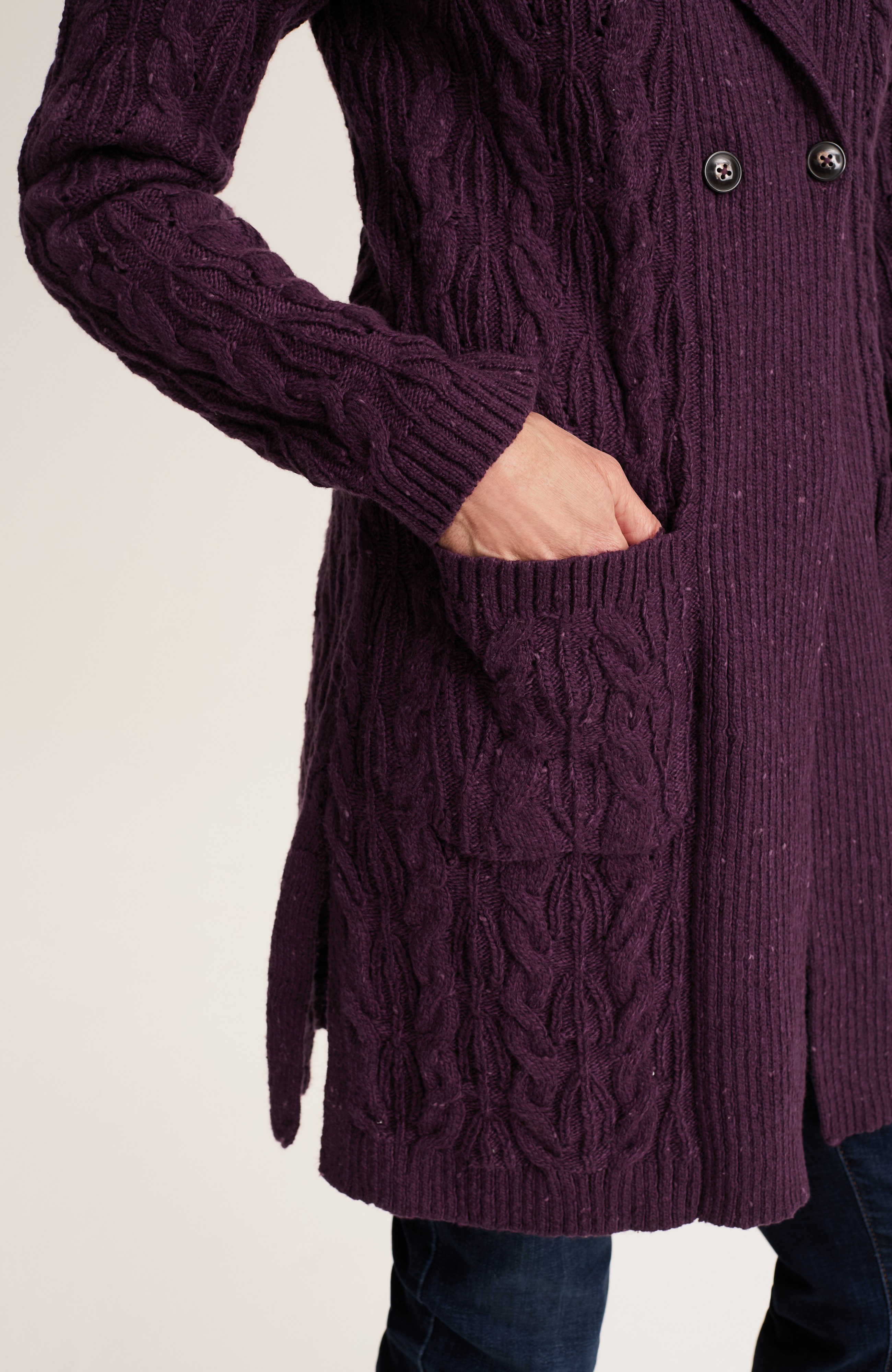 MIXED-TEXTURE SHAWL-COLLAR CARDI | JJill
