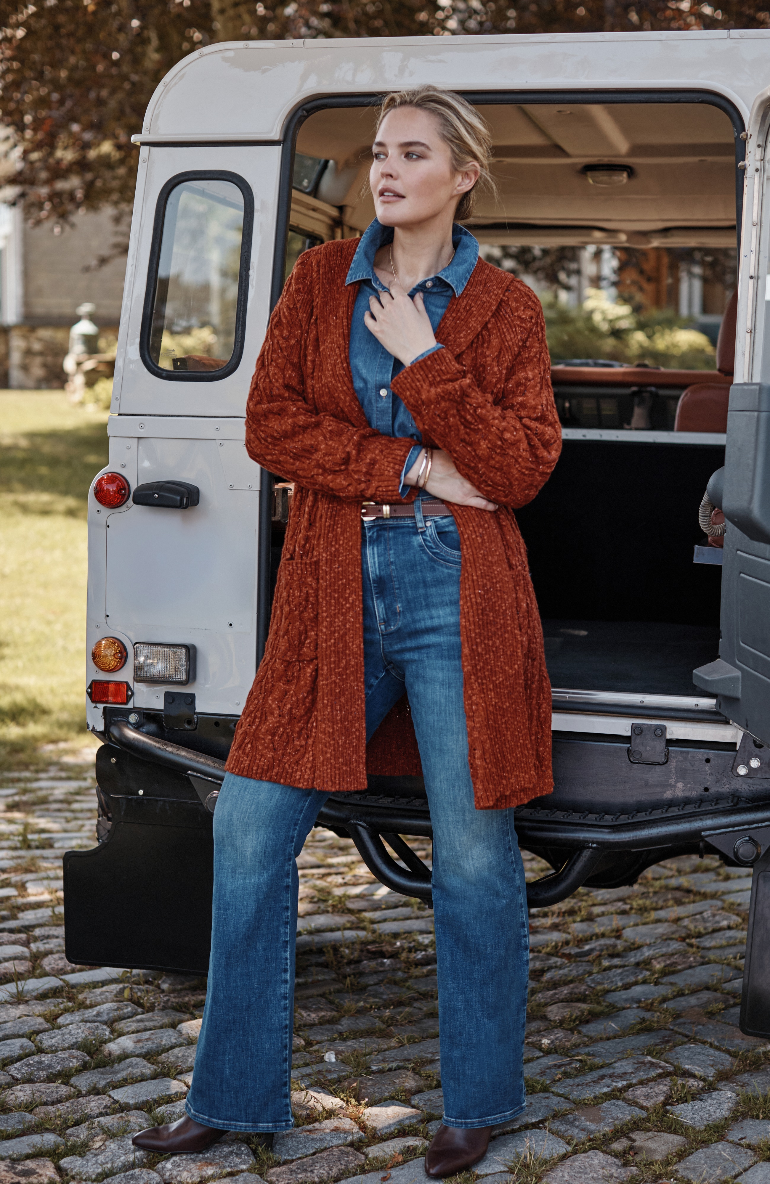 MIXED-TEXTURE SHAWL-COLLAR CARDI | JJill