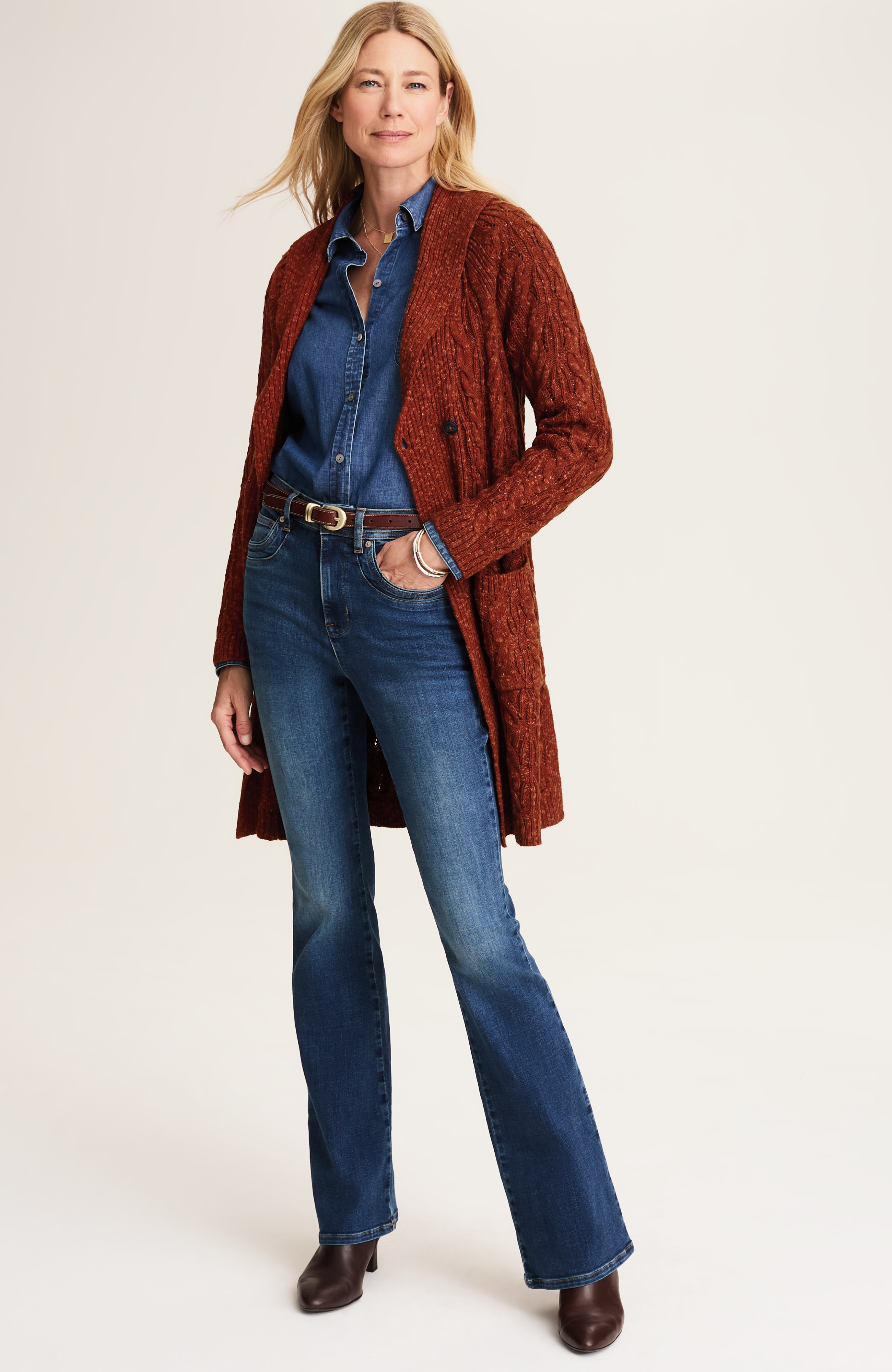 MIXED-TEXTURE SHAWL-COLLAR CARDI | JJill