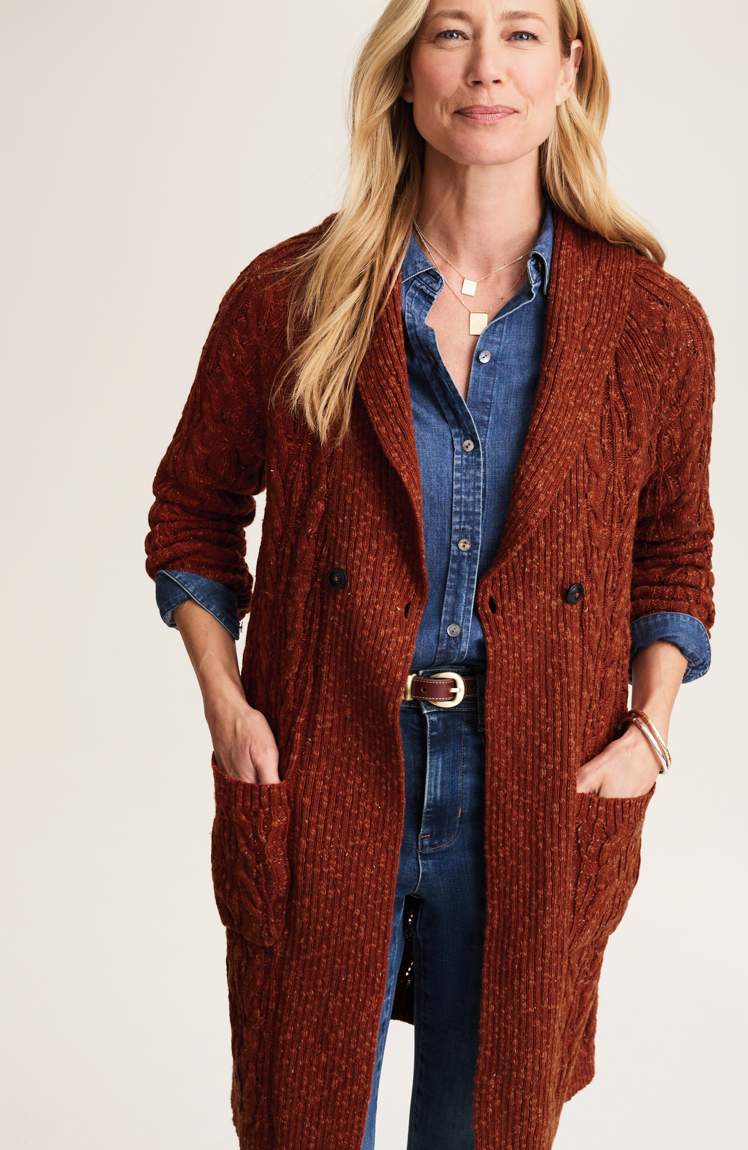 MIXED-TEXTURE SHAWL-COLLAR CARDI | JJill