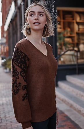 Image for Paisley-Sleeve Sweater