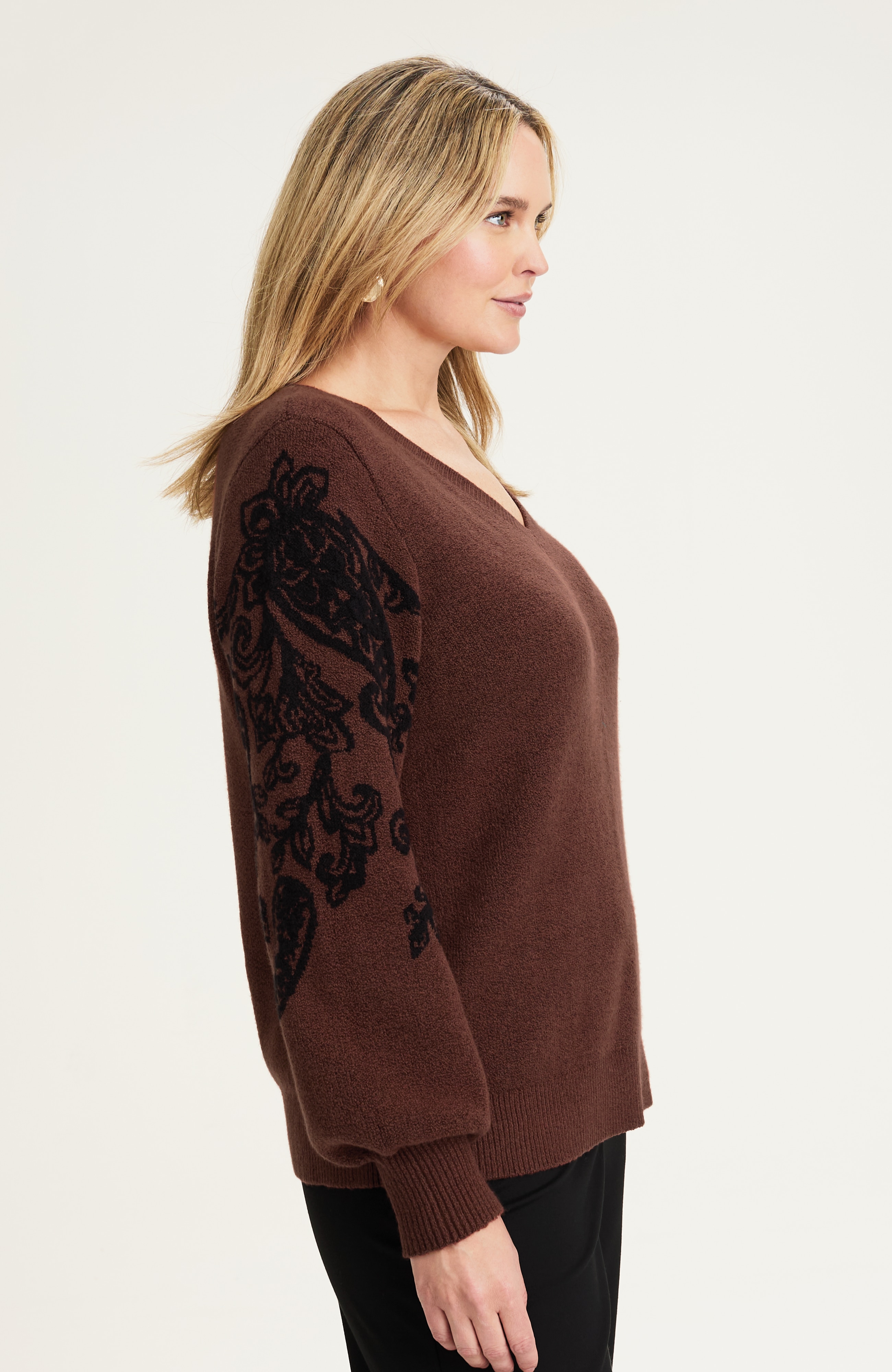paisley-sleeve sweater