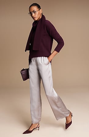 Image for Detachable-Scarf Crew-Neck Sweater