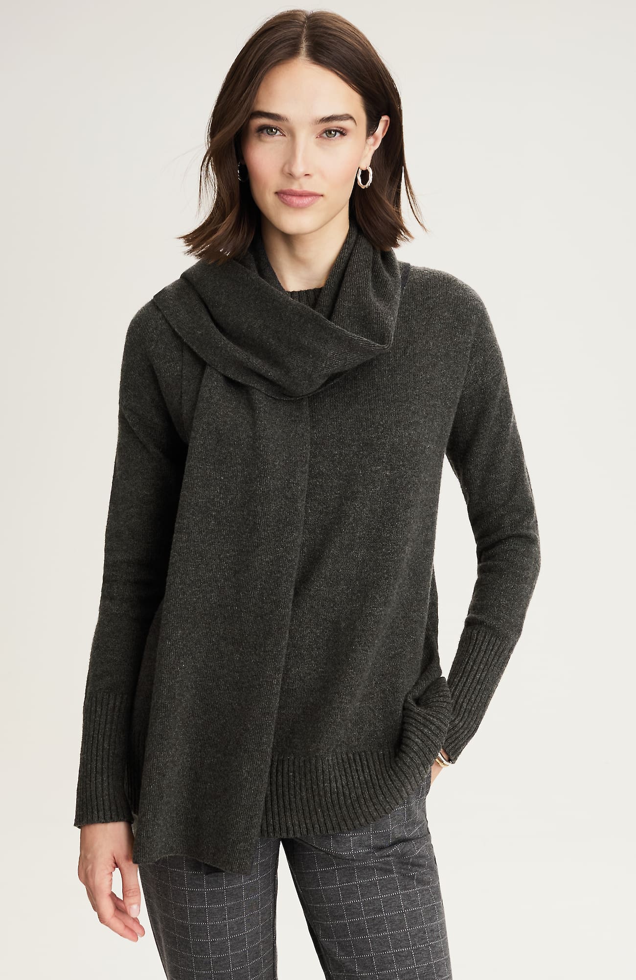Jjill J.jill Detachable-scarf Crew-neck Sweater