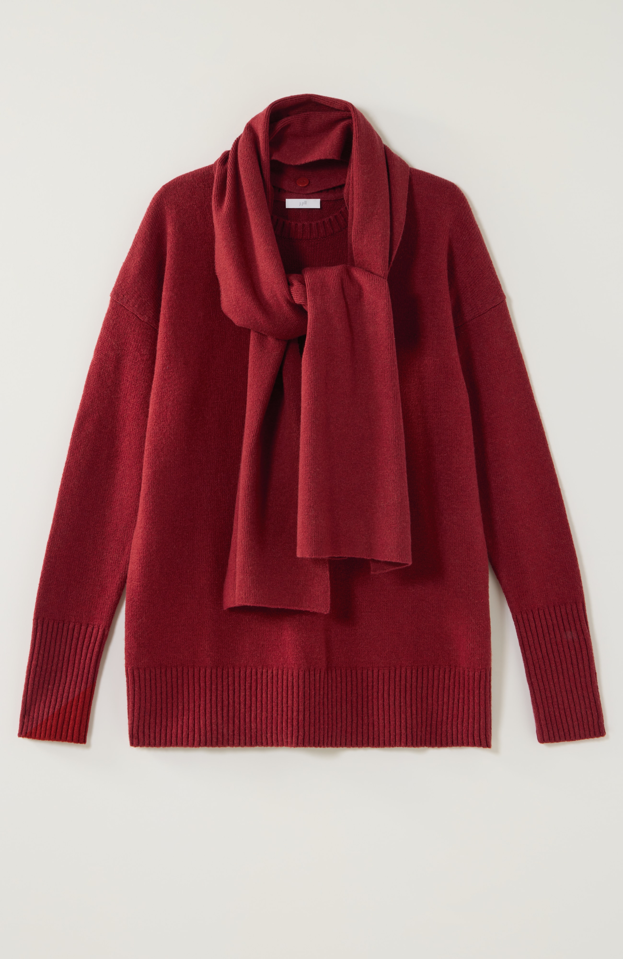 detachable-scarf crew-neck sweater