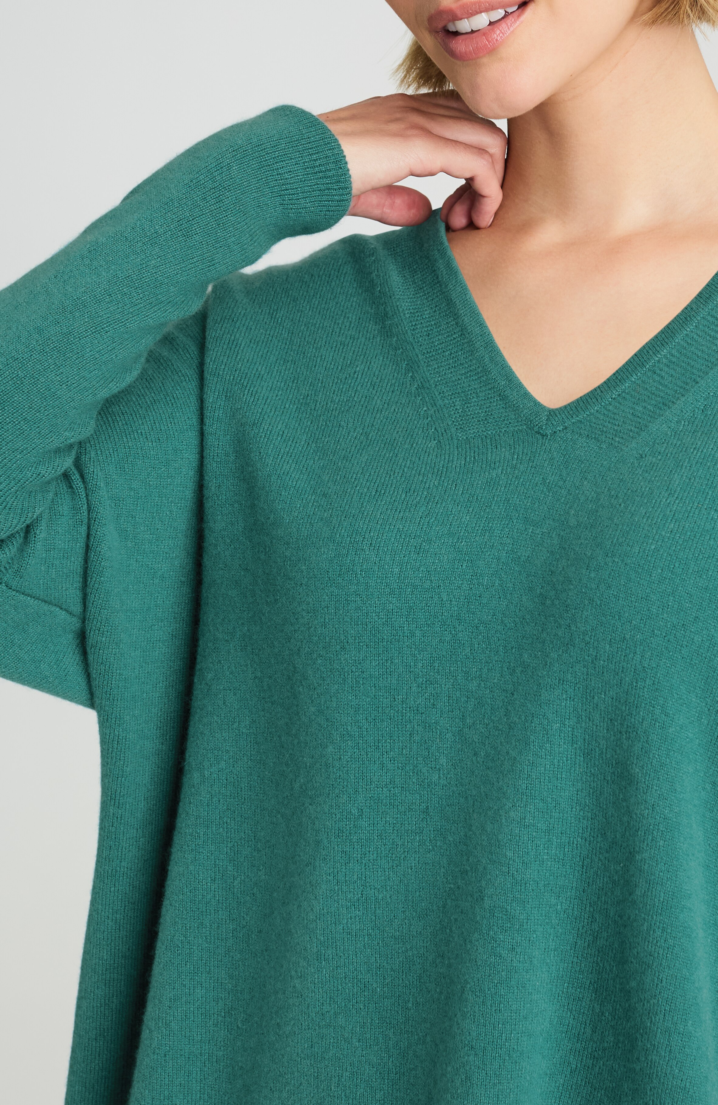 pure jill recycled cashmere v-neck sweater