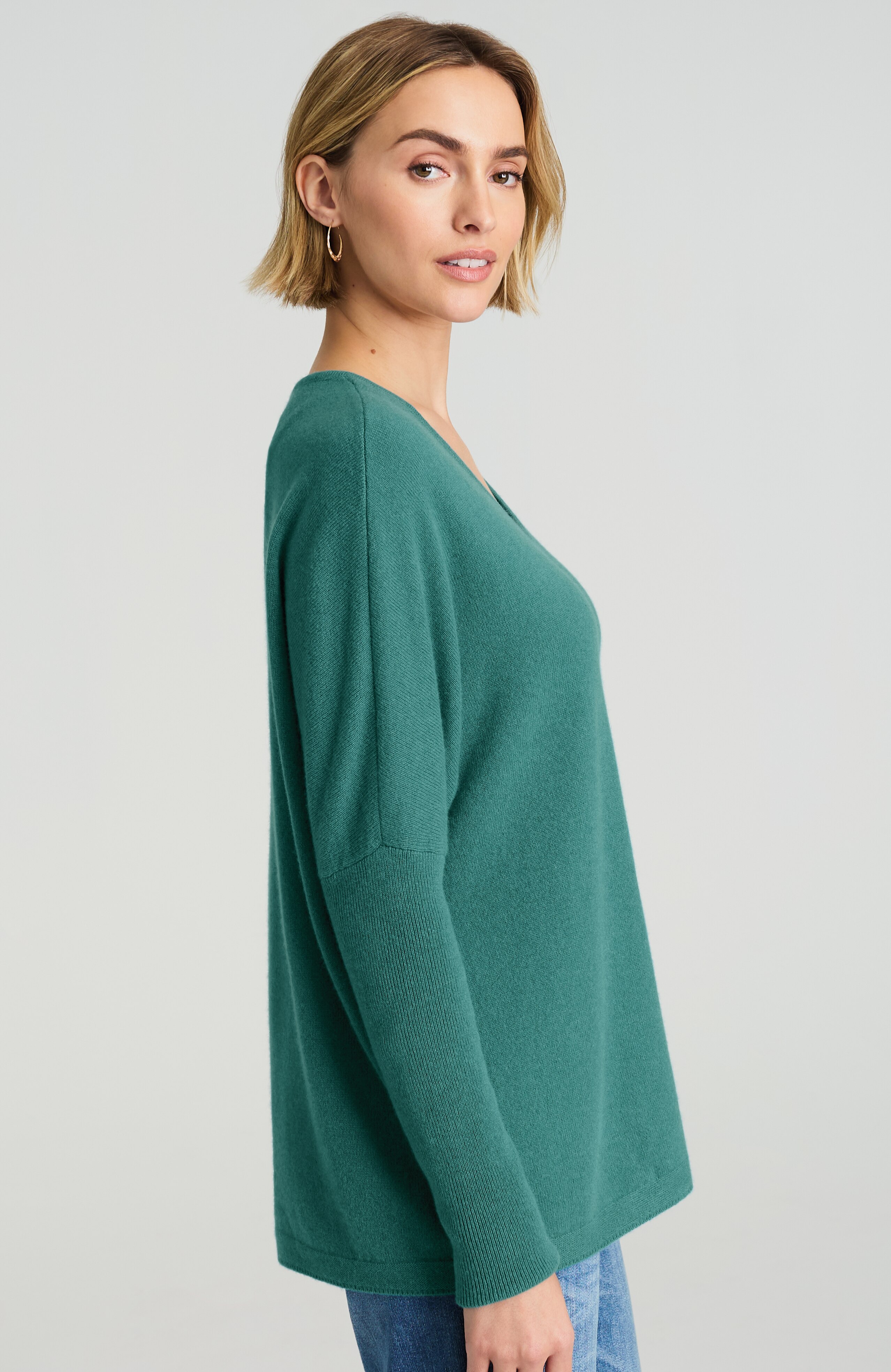 pure jill recycled cashmere v-neck sweater