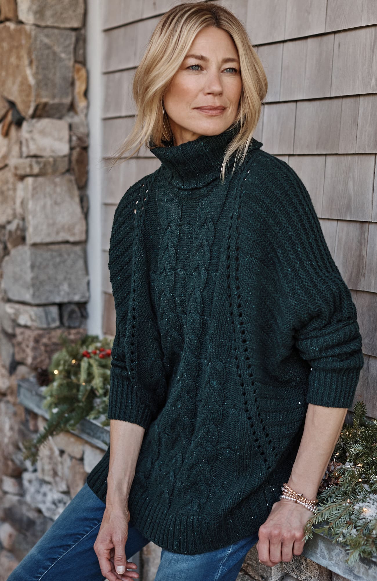Jjill J.jill Tweeded Mixed-cable Relaxed Sweater