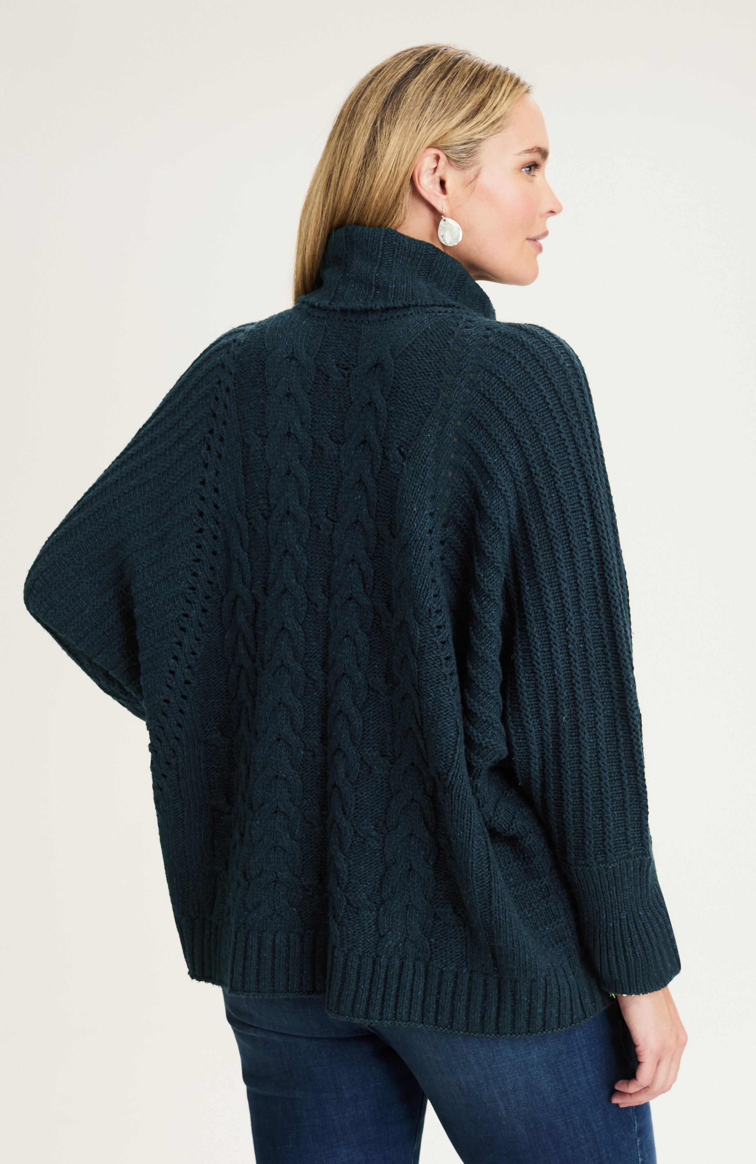 tweeded mixed-cable relaxed sweater