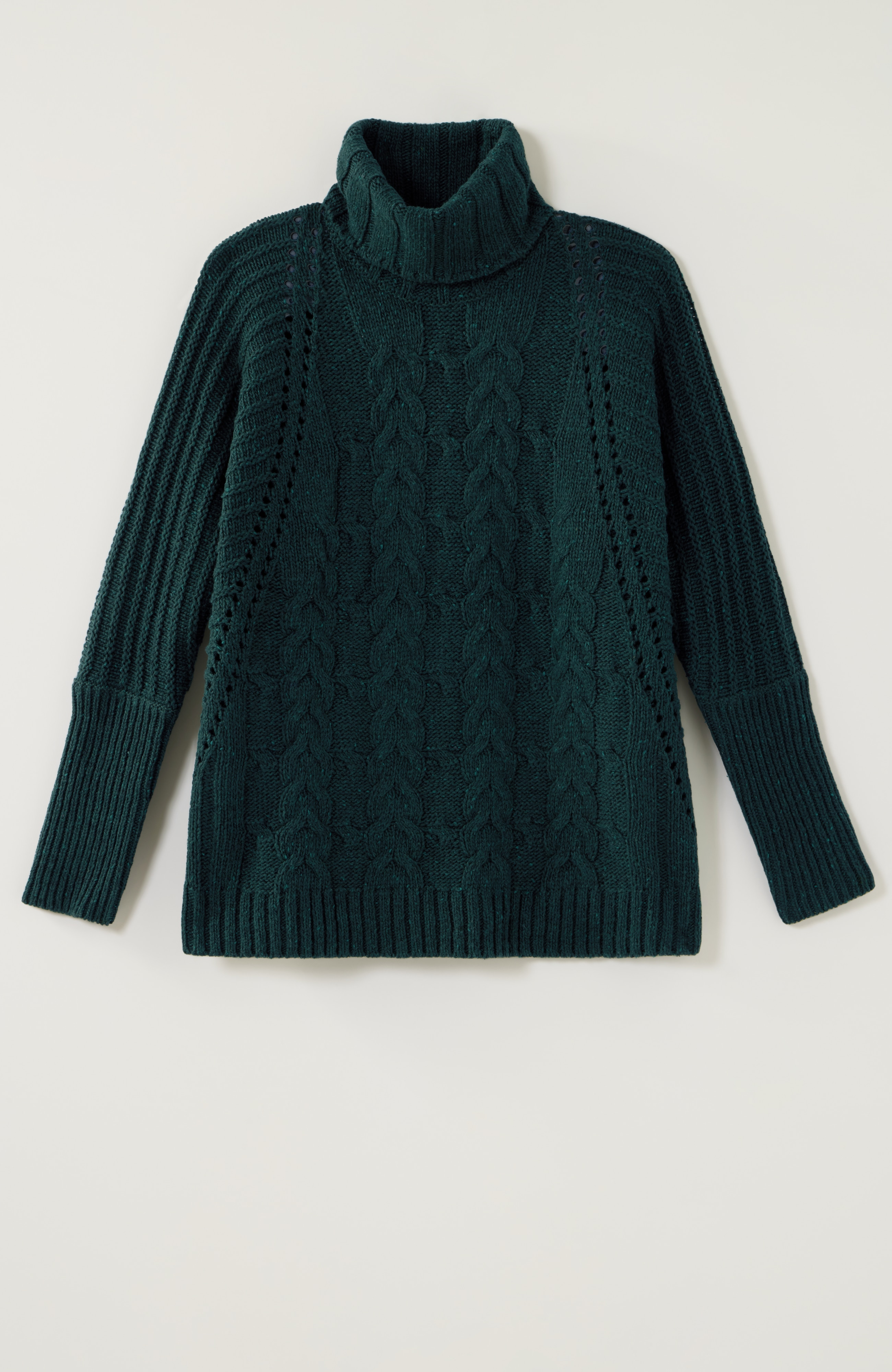 tweeded mixed-cable relaxed sweater