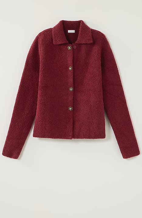 Linen-Blend Single-Button Cardi