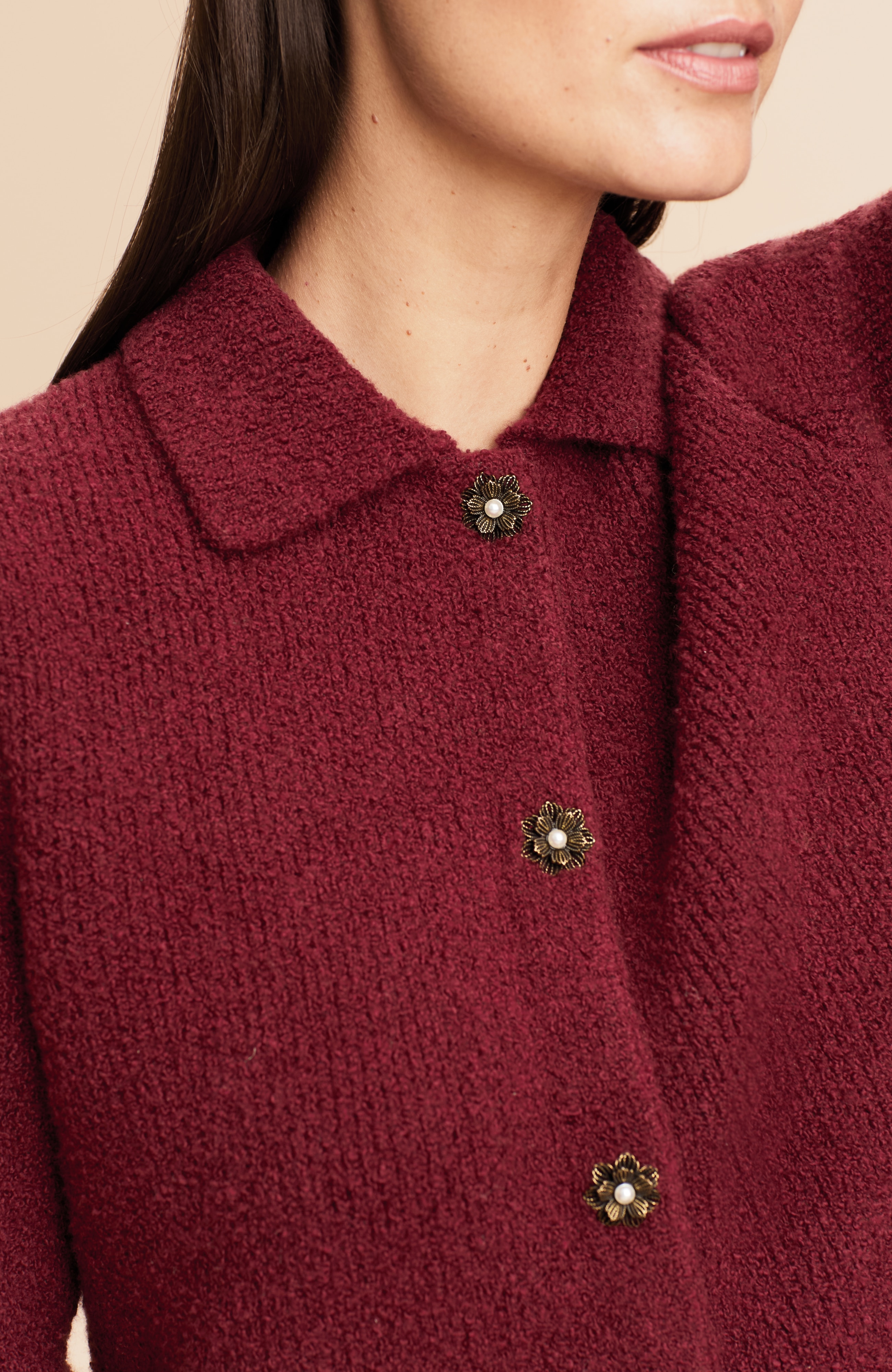 collared bouclé cardi