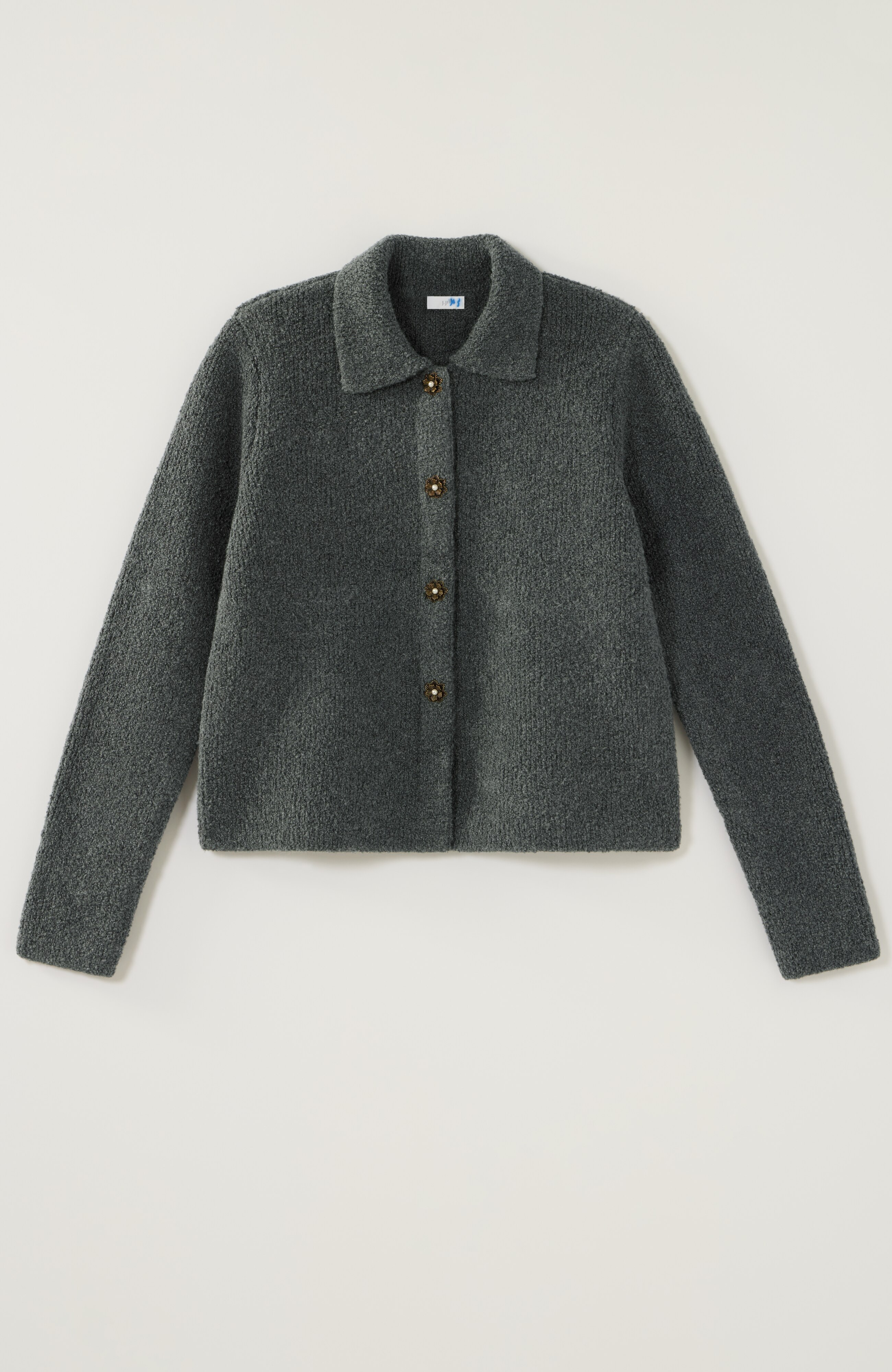 COLLARED BOUCLÉ CARDI | JJill