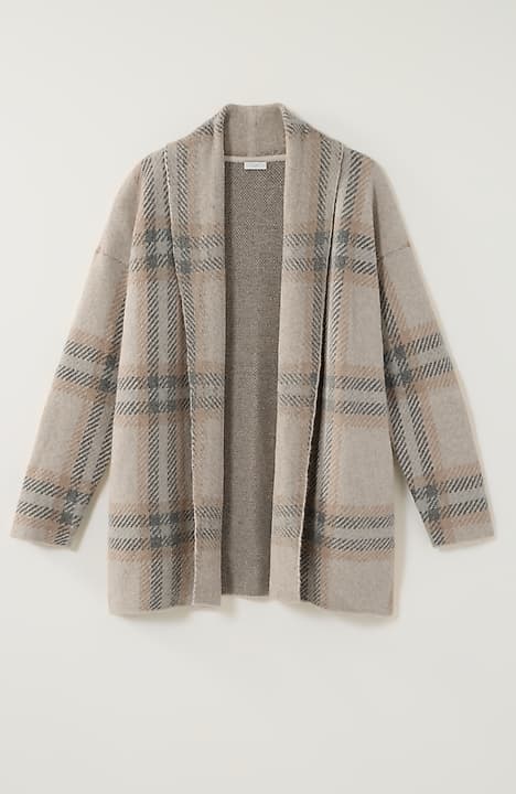 Linen-Blend Single-Button Cardi