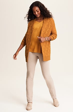 Image for Pure Jill Cabled Open-Front Cardi