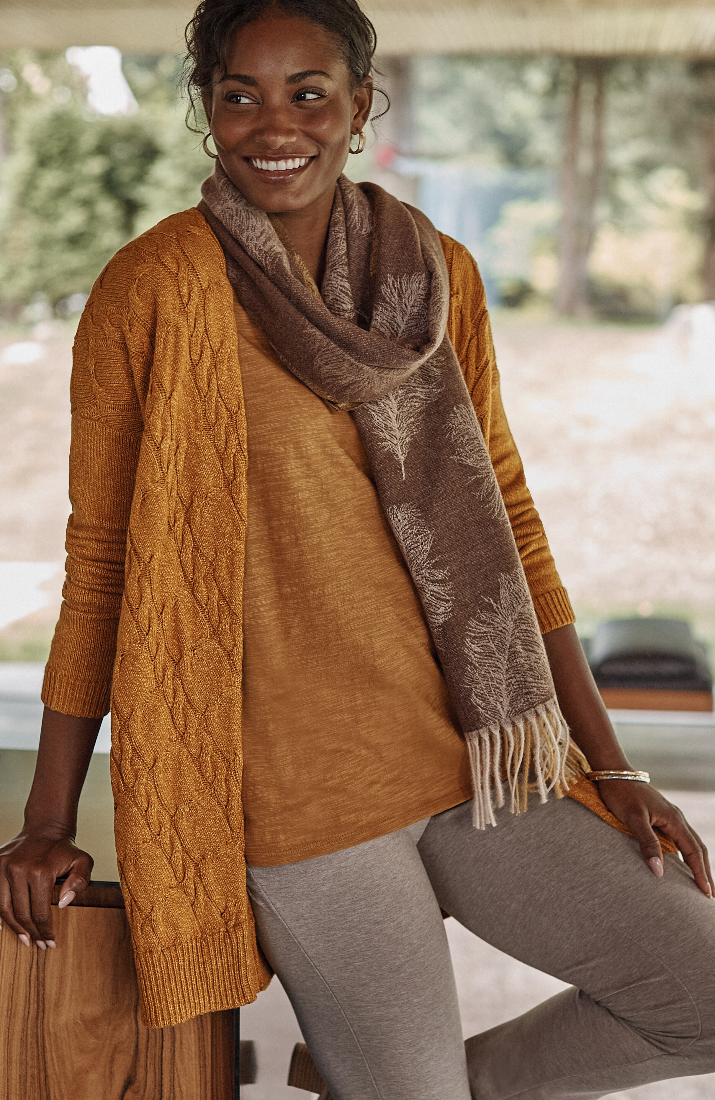 pure jill cabled open-front cardi