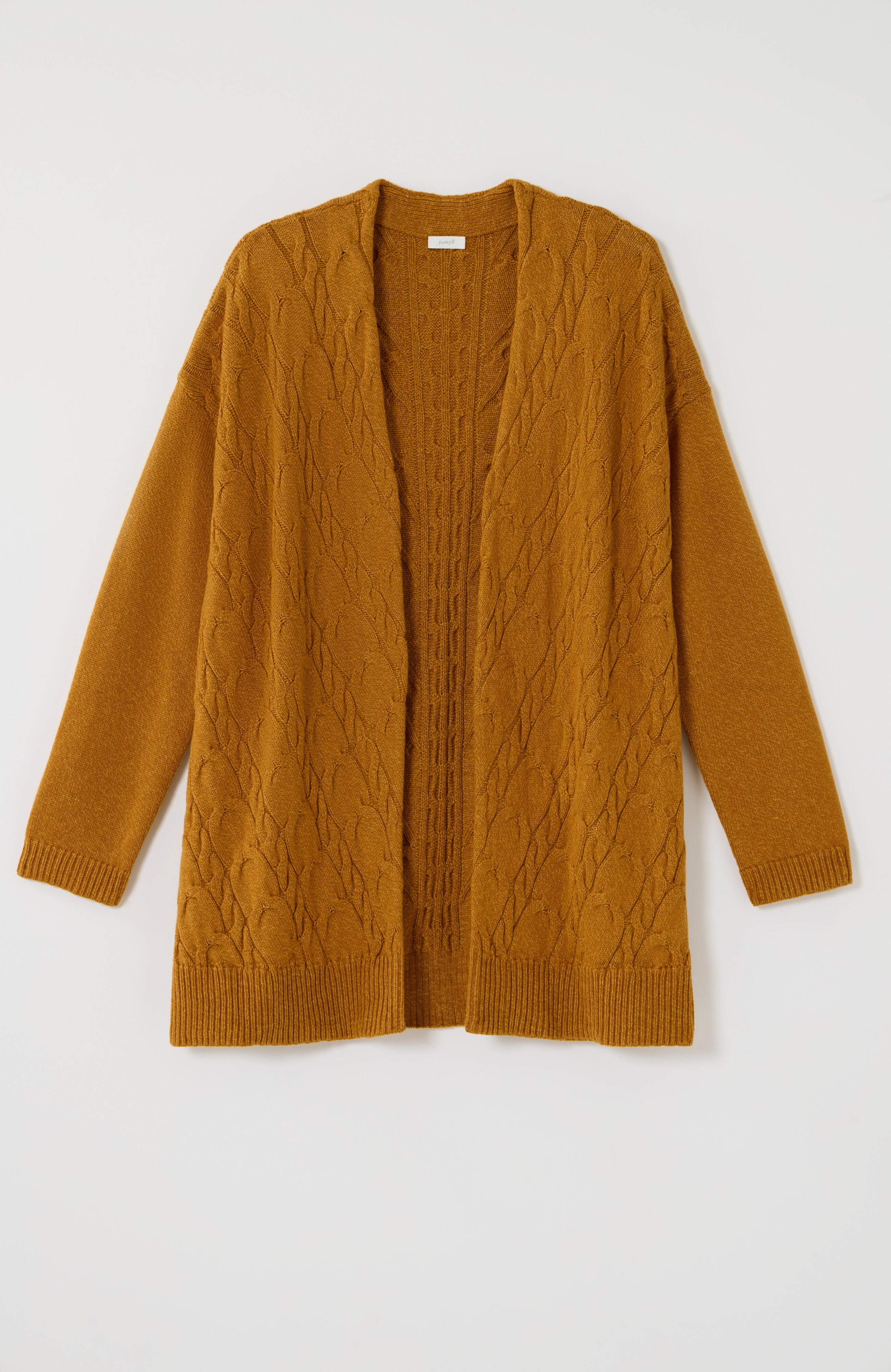 pure jill cabled open-front cardi