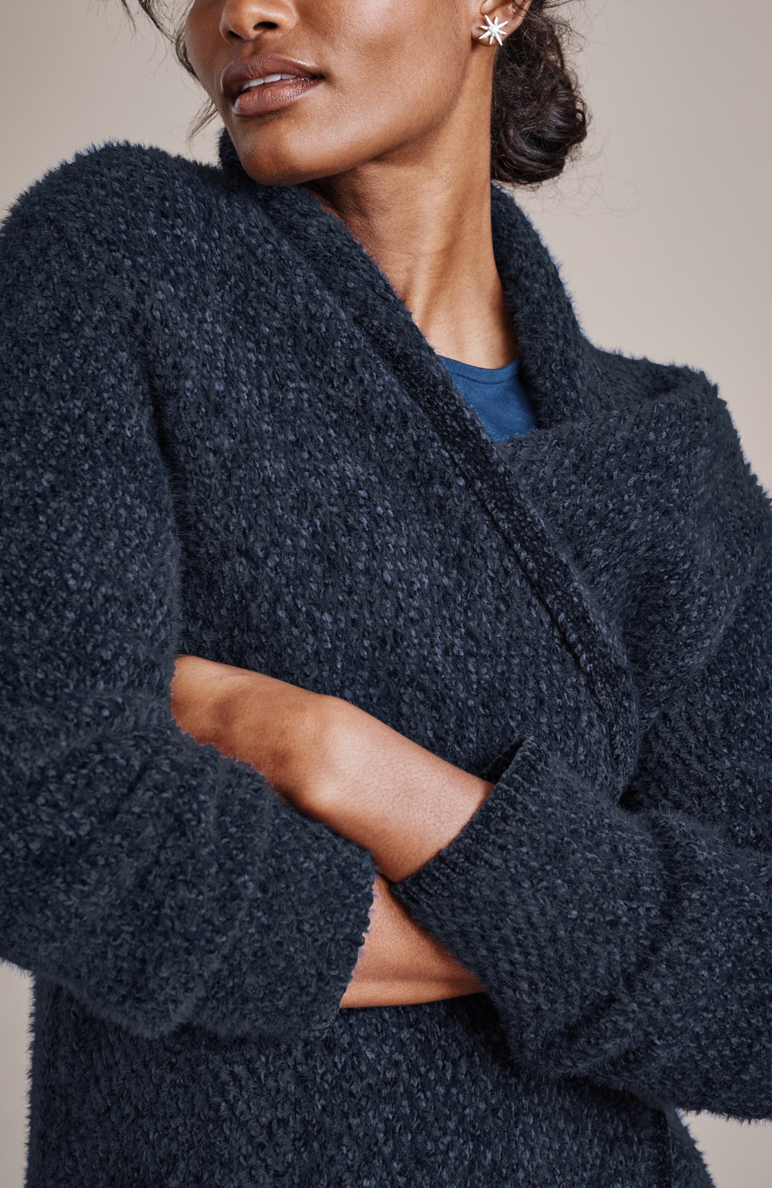 pure jill luxe-chenille open-front cardi