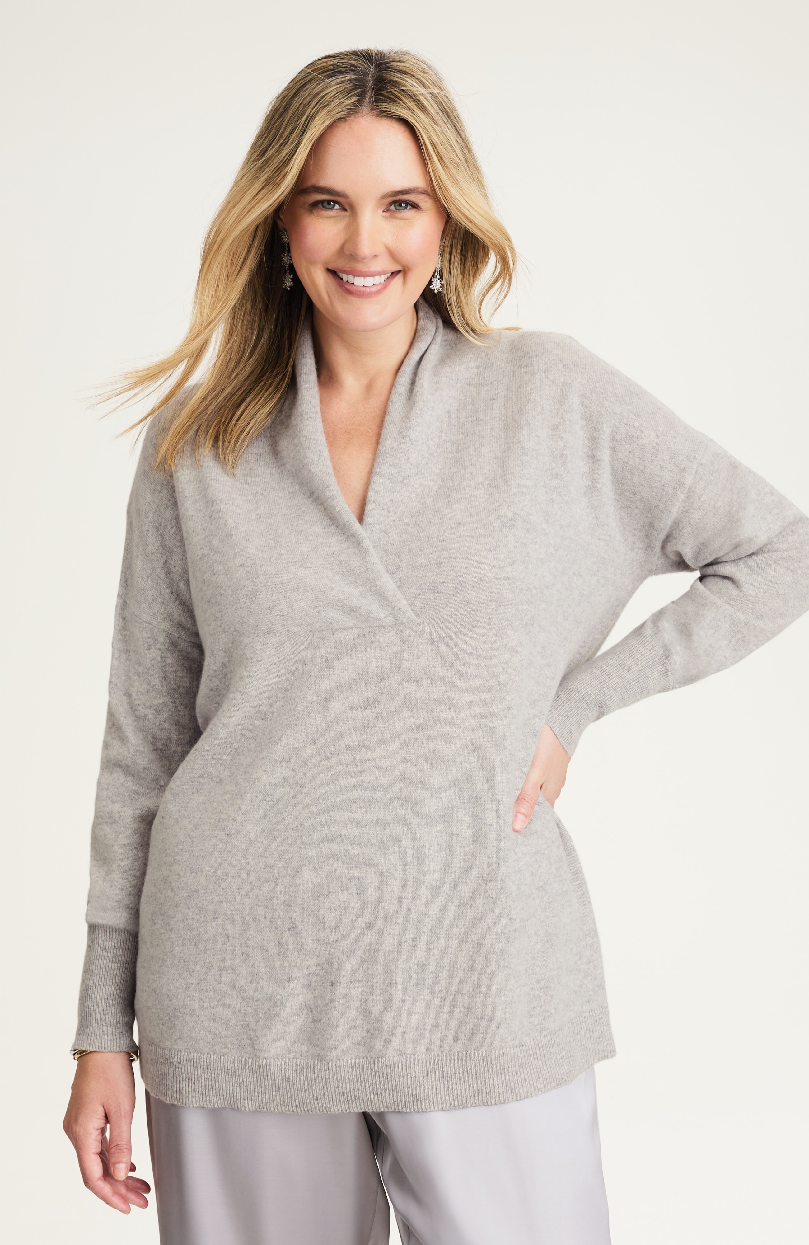 PJ RECYCLED-CASHMERE PULLOVER V-NECK SWE | JJill