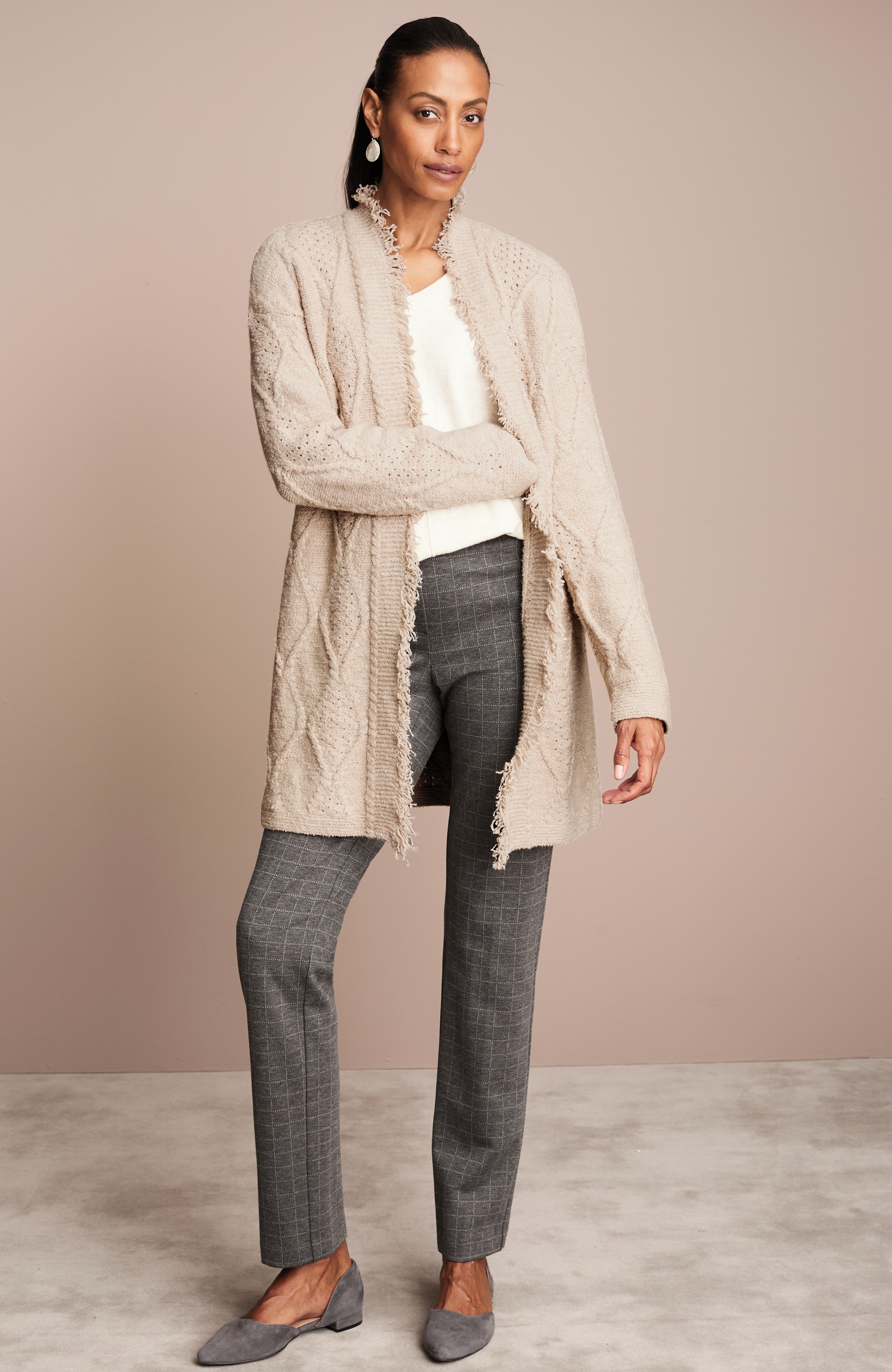 MIXED-CABLE LONG CARDIGAN | JJill