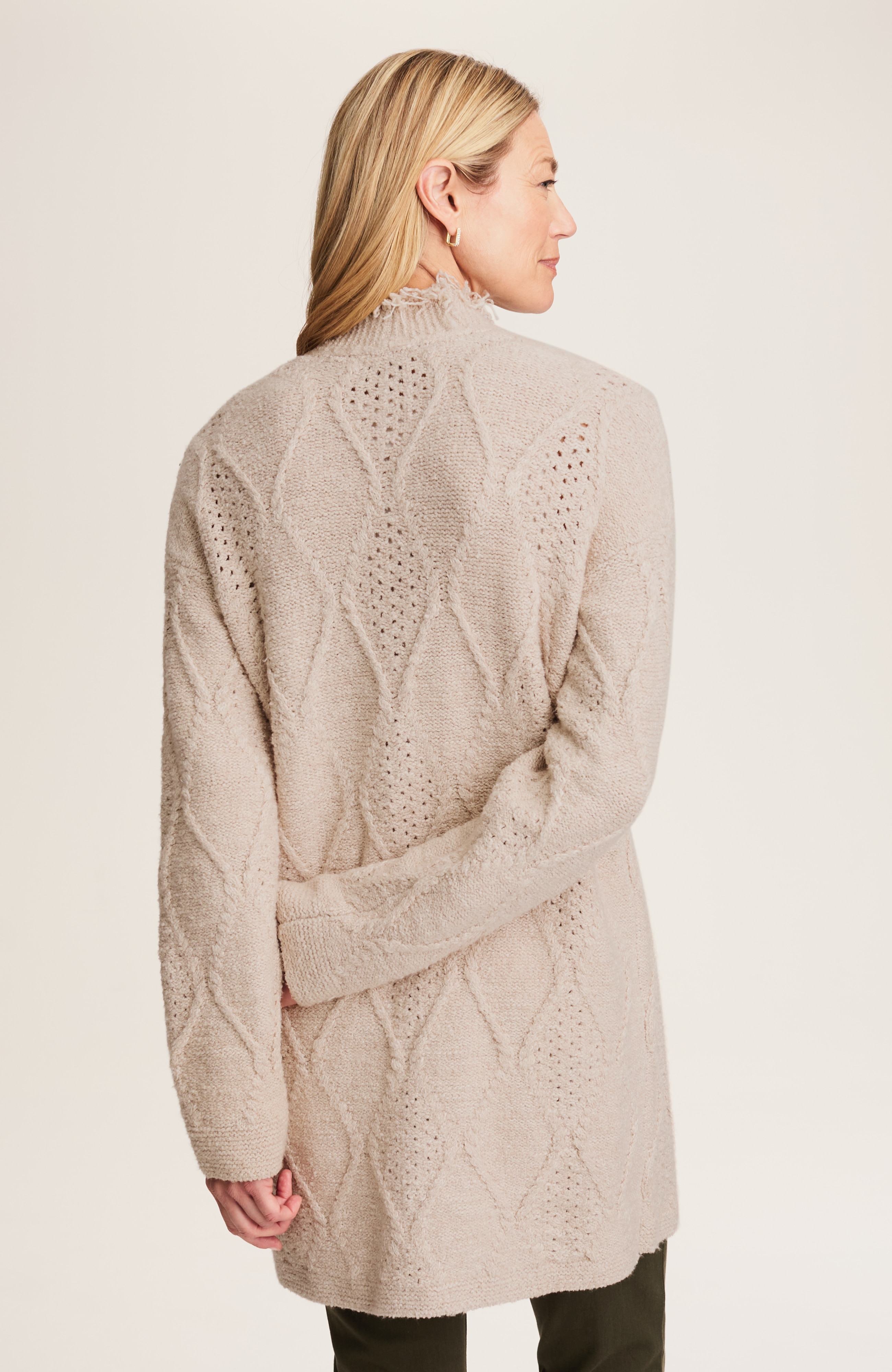 mixed-cable long cardigan