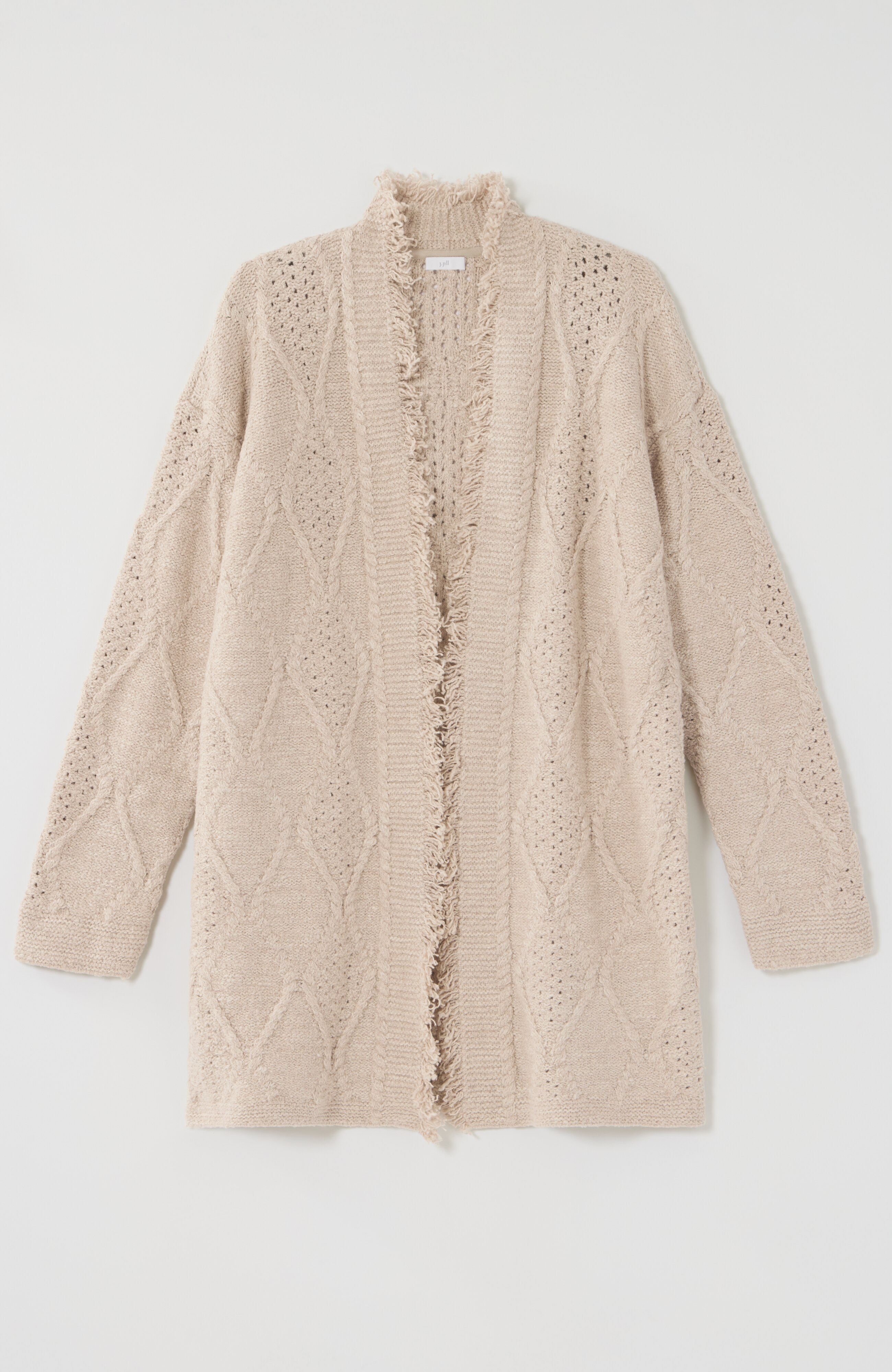 MIXED-CABLE LONG CARDIGAN | JJill
