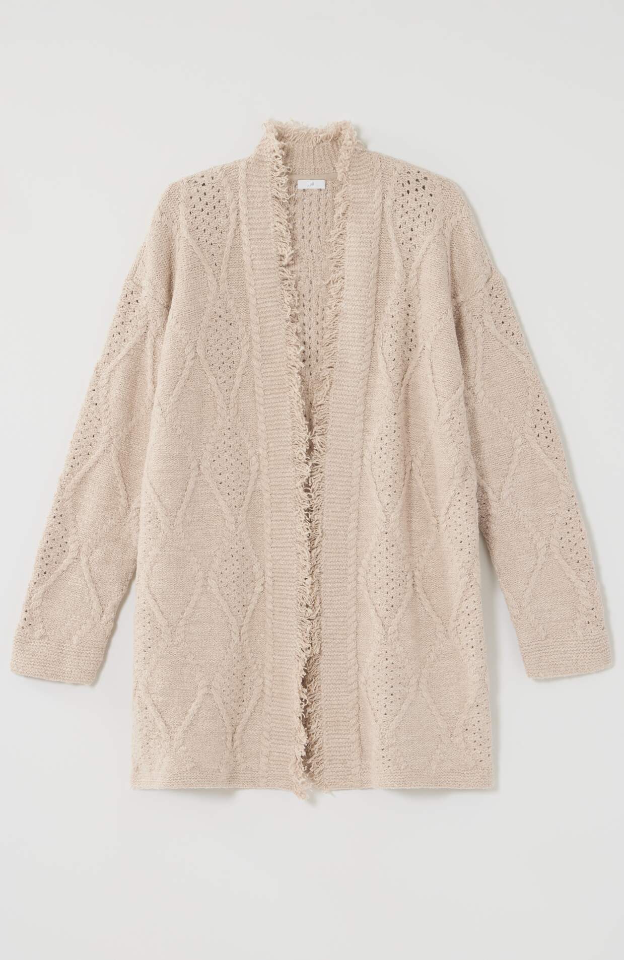 MIXED-CABLE LONG CARDIGAN | JJill