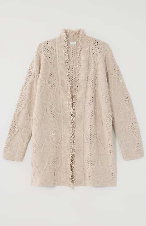 Mixed-Cable Long Cardigan JJill