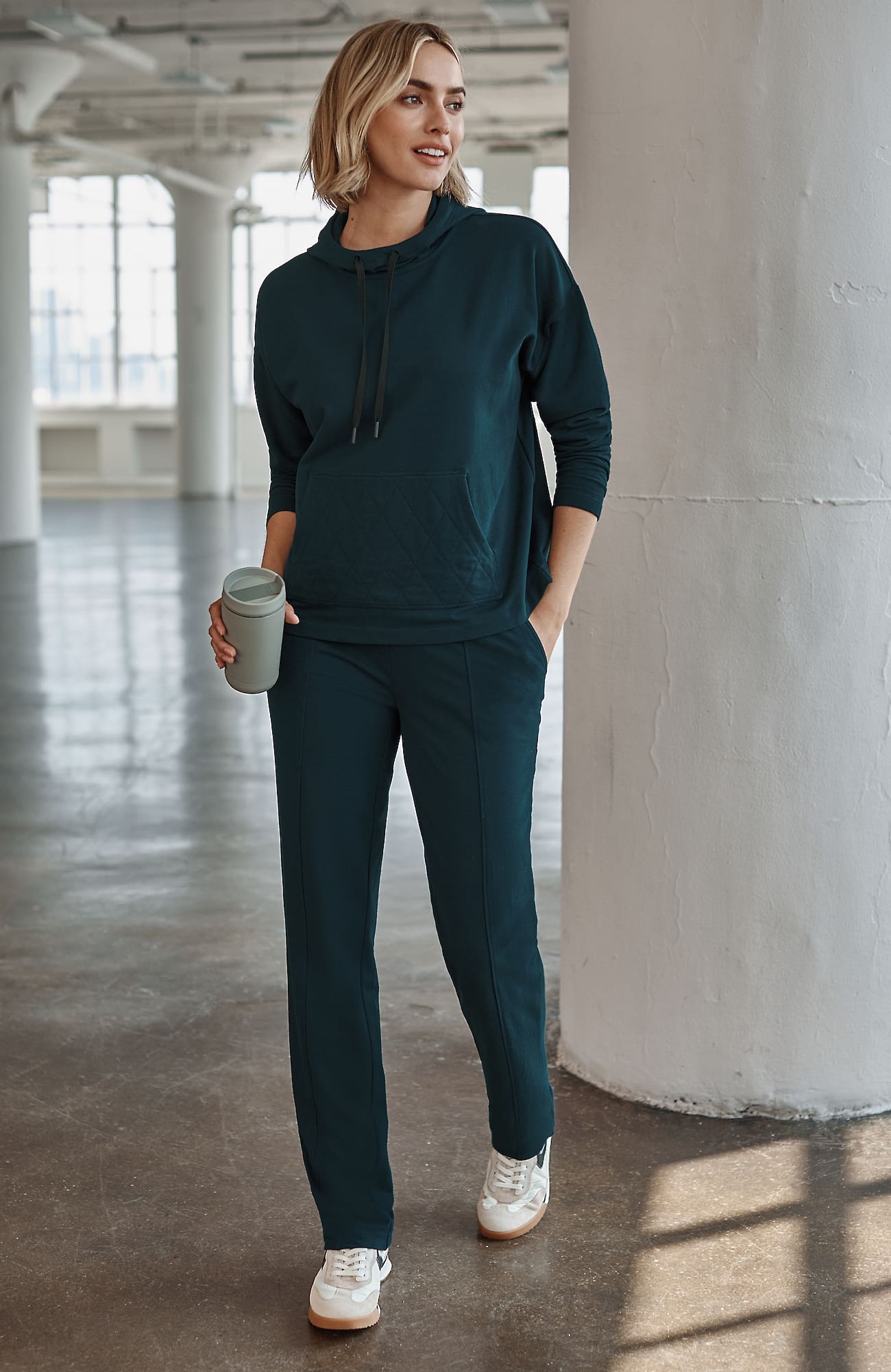 Jjill J.jill Fit Fleece Straight-leg Pants In Black