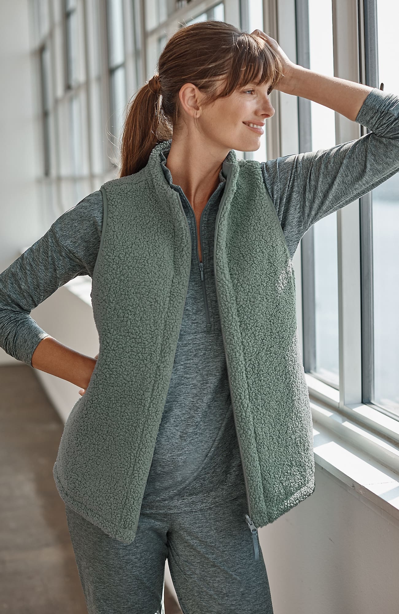 Jjill J.jill Fit Reversible Sherpa Vest In Gray