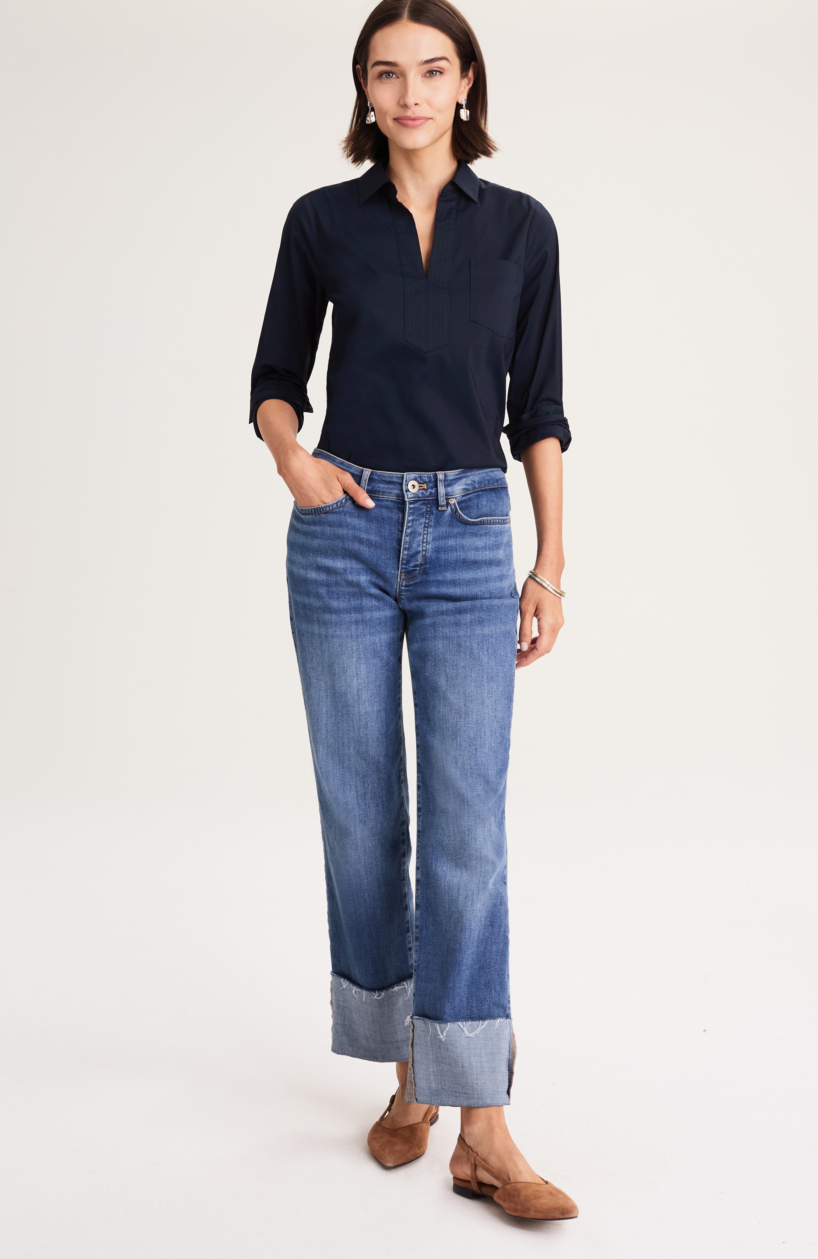 Cotton-Stretch Trapunto-Stitched Popover | JJill