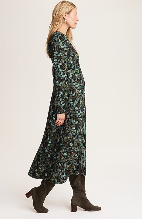 j jill green dress J. Jill Green Pocket 100% Tencel Long Sleeve Maxi Dress Womans Size Medium