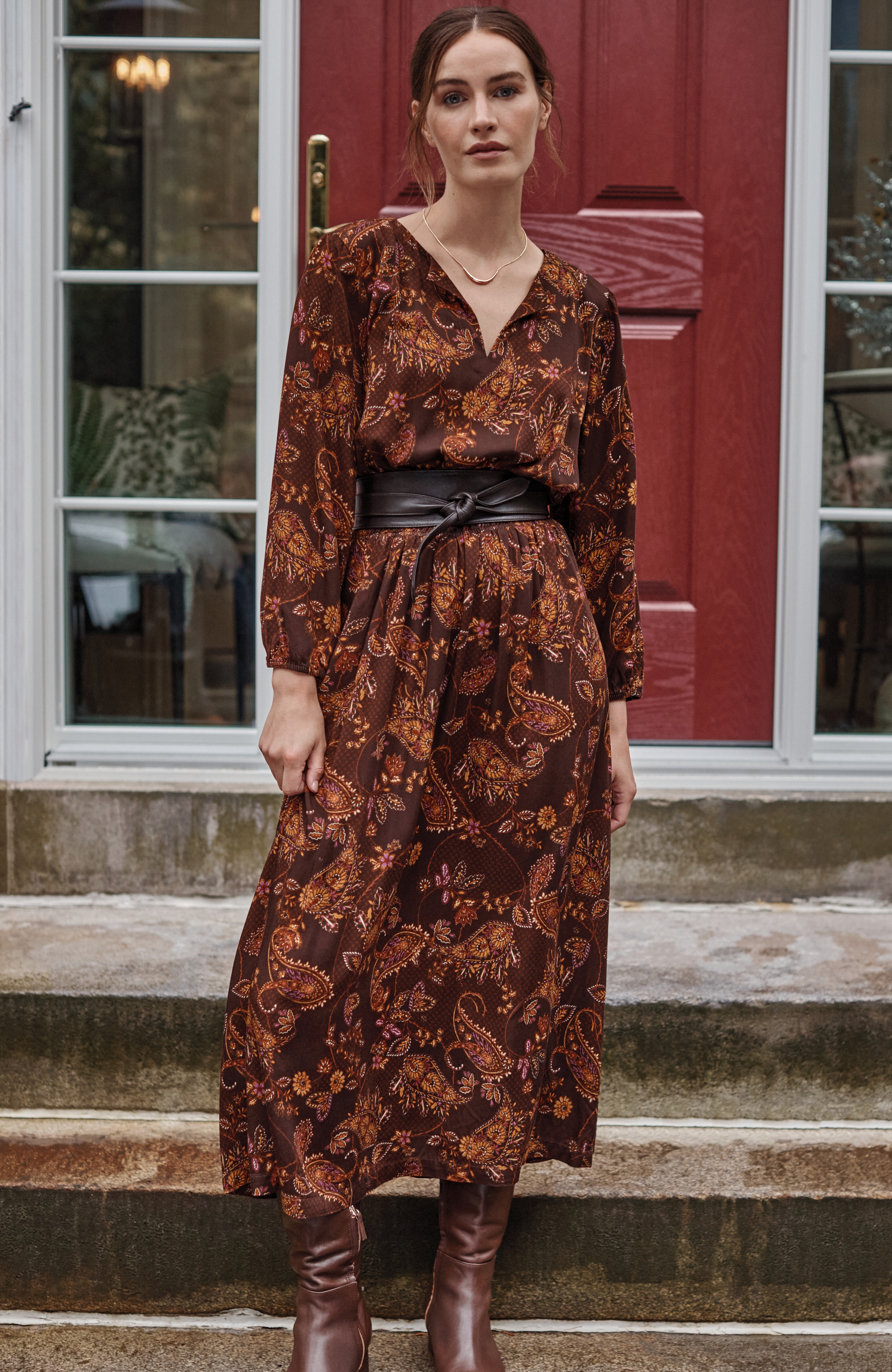 floral smocked-waist dress