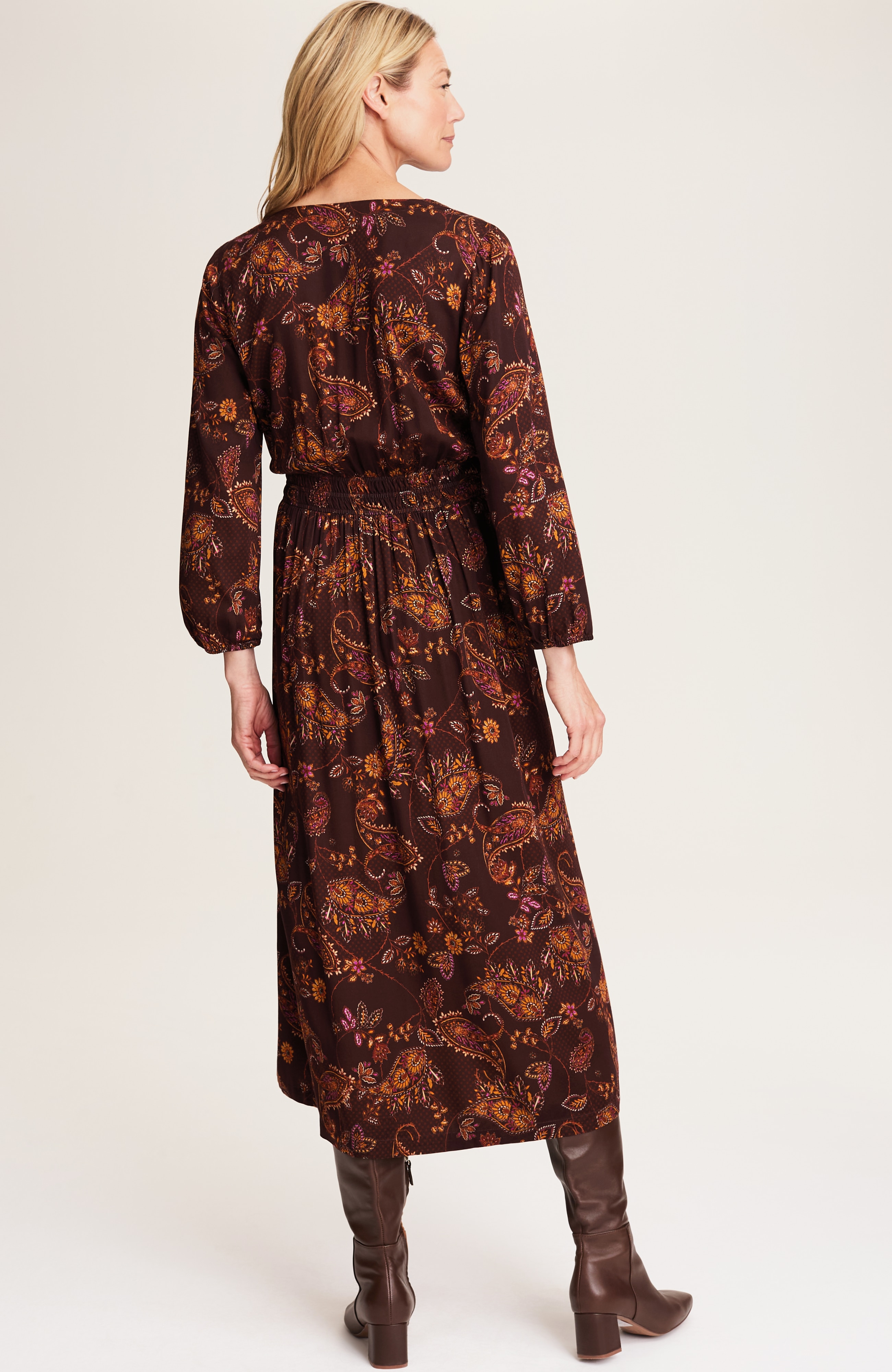 floral smocked-waist dress