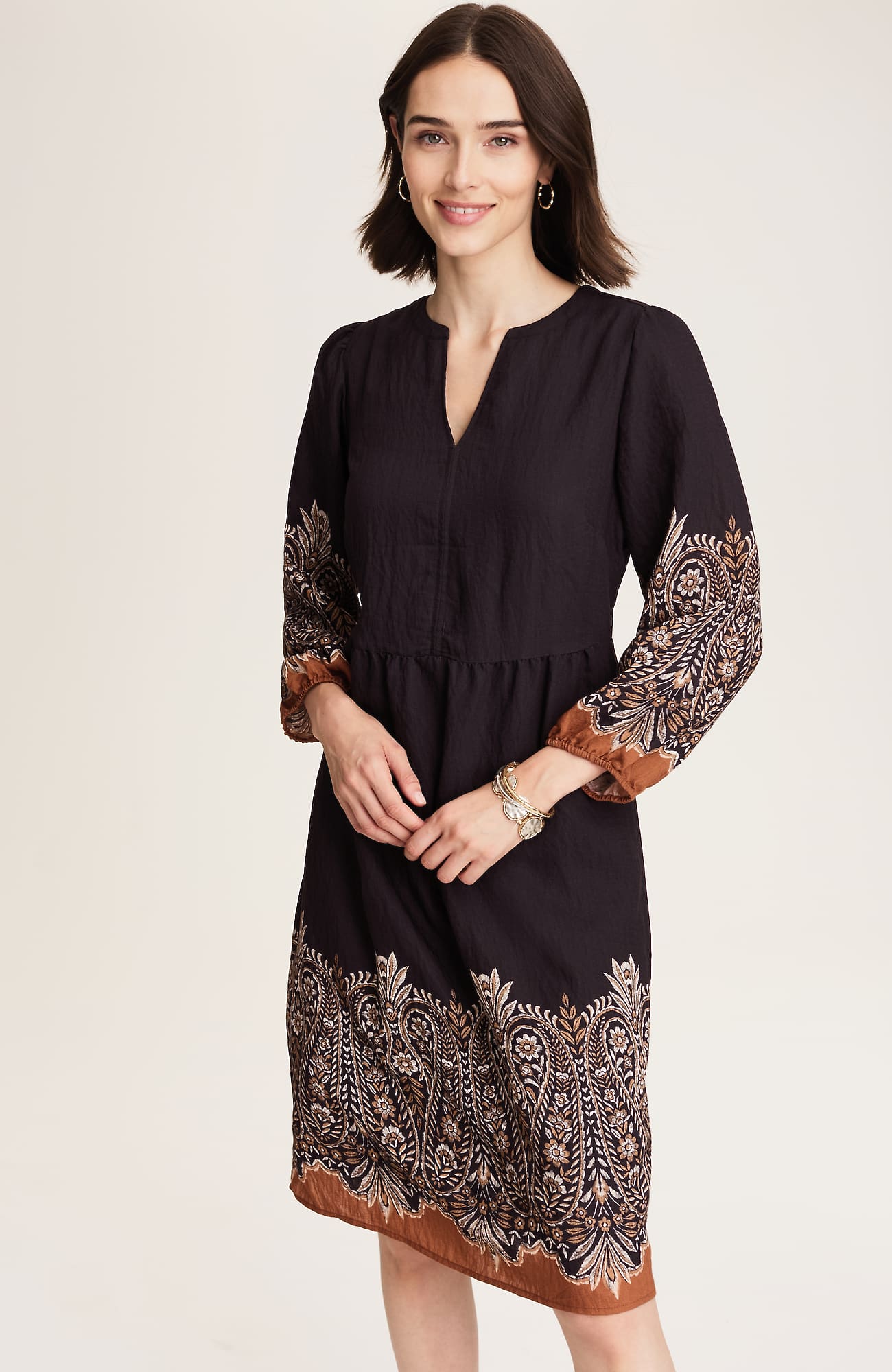 Jjill J.jill Placed-paisley V-neck Dress