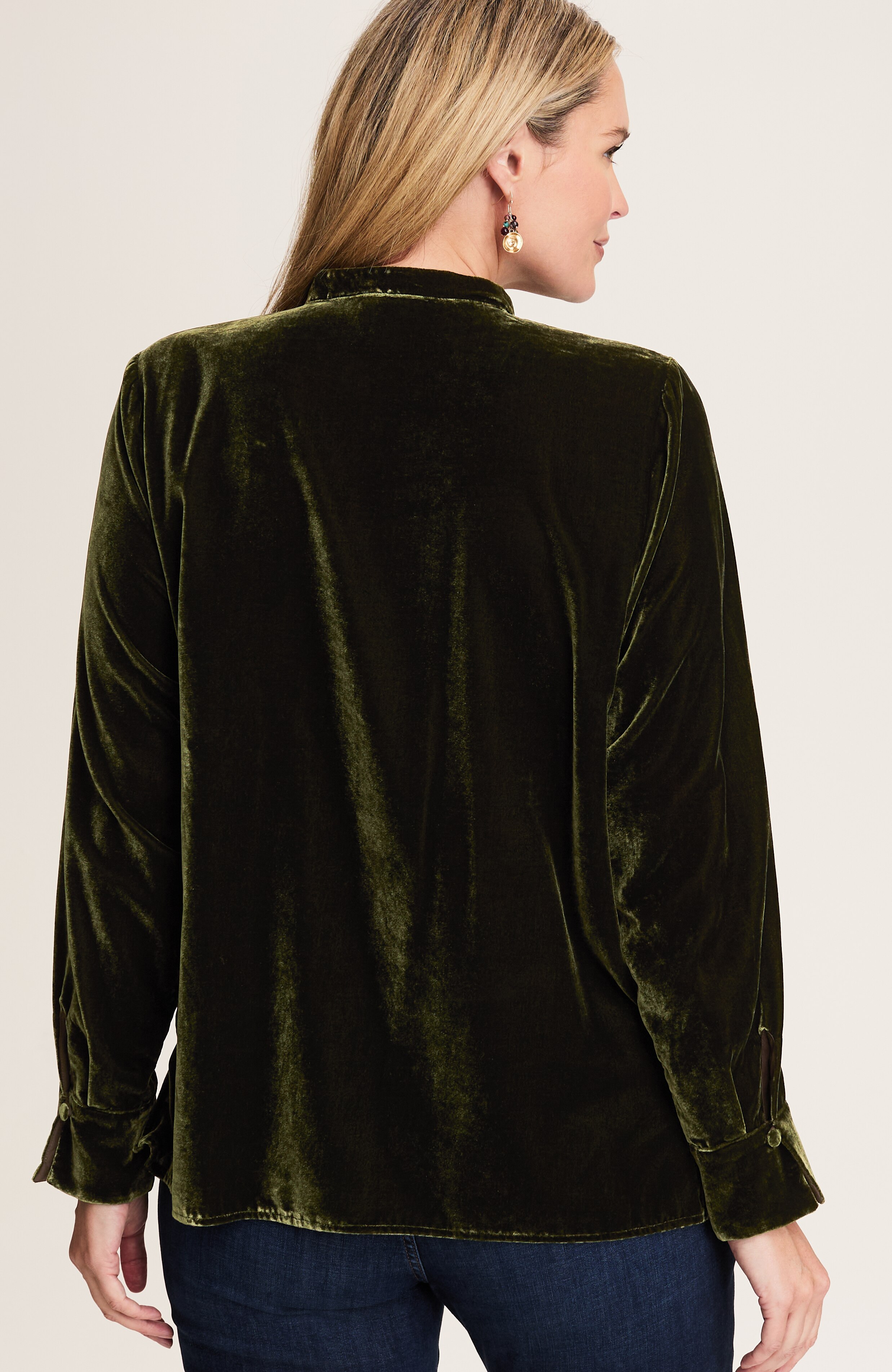 velvet stand-collar top