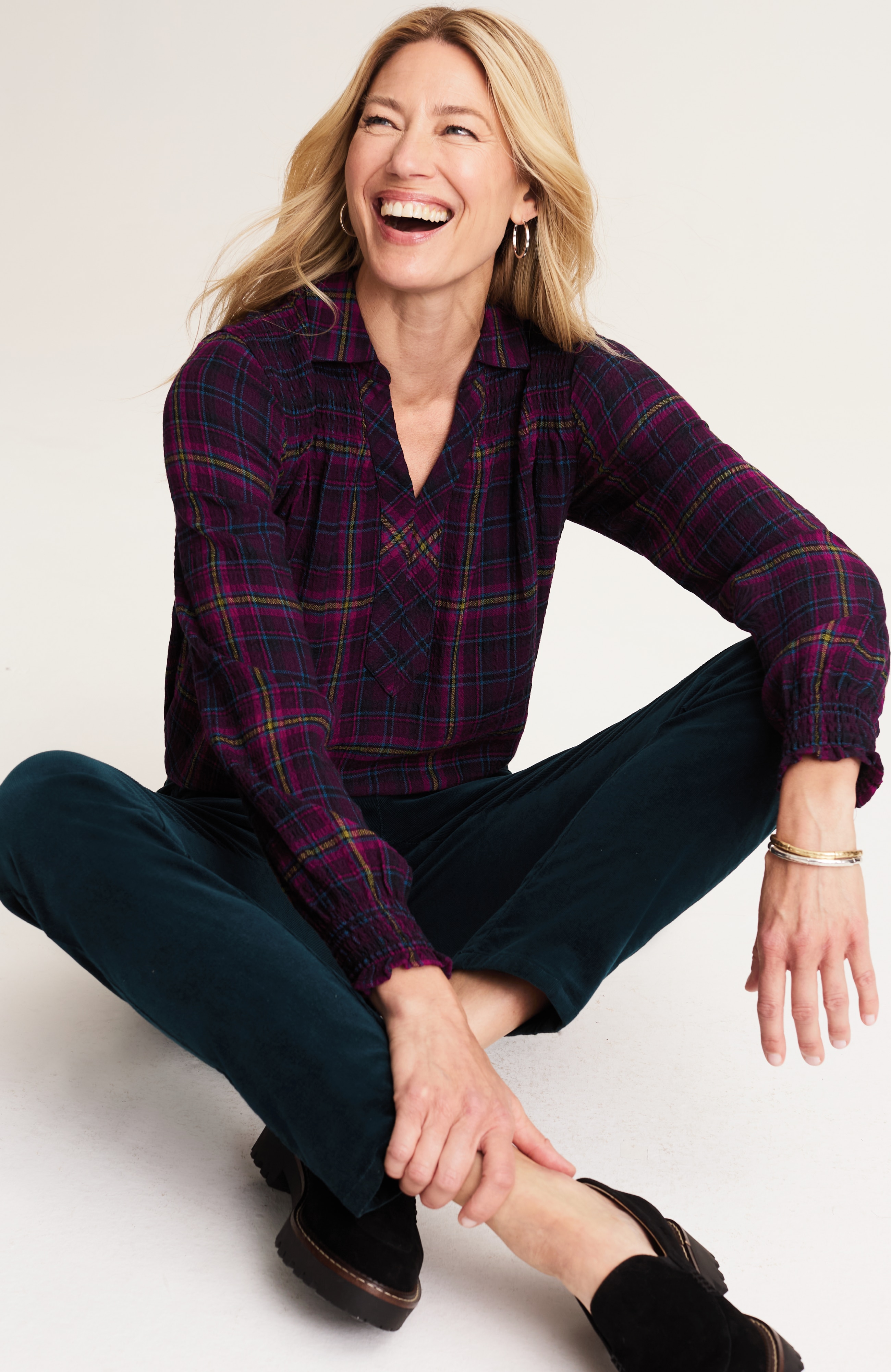 smocked plaid popover