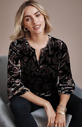 Image for Printed Velvet Top