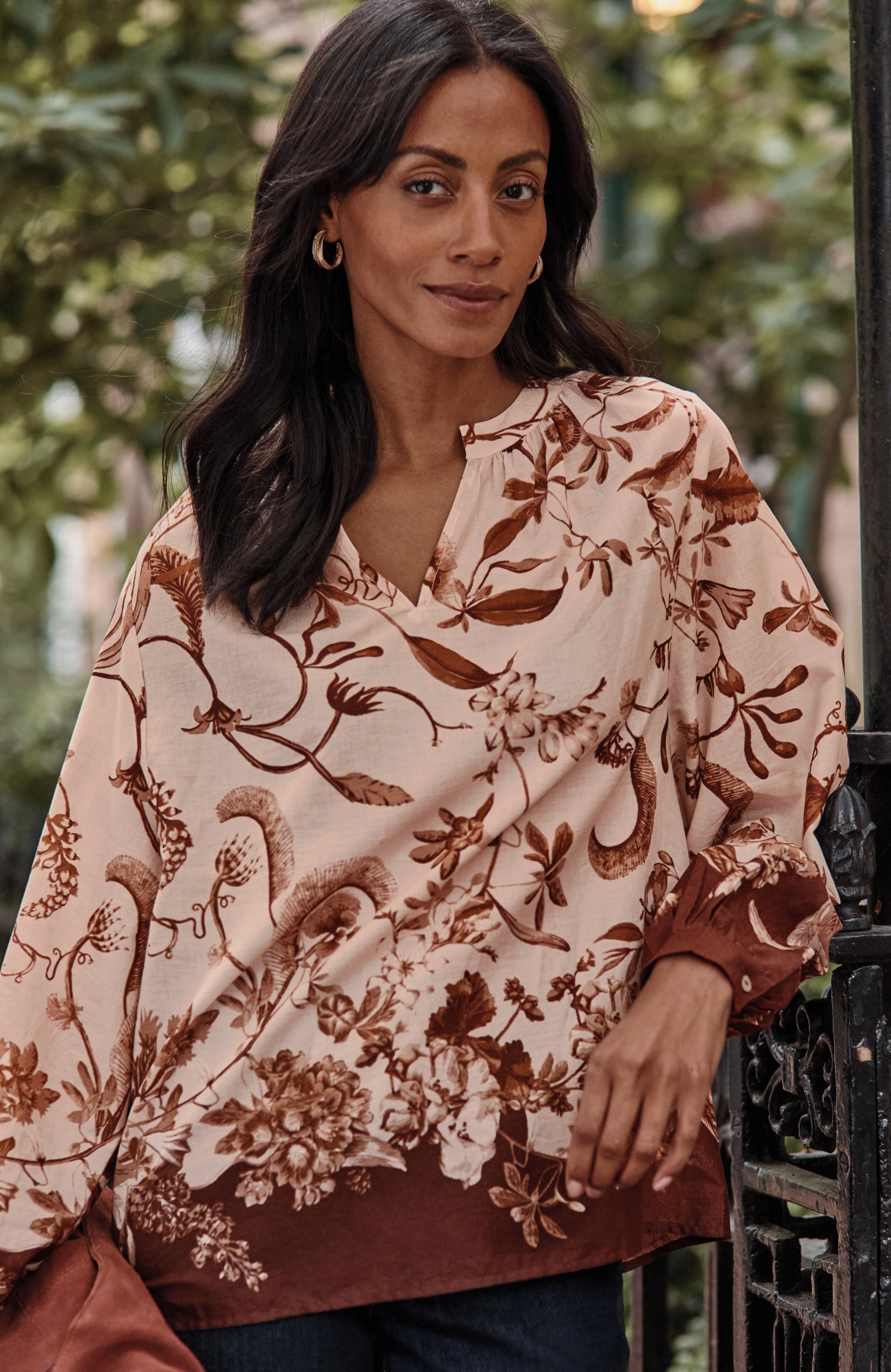 placed-print cotton top