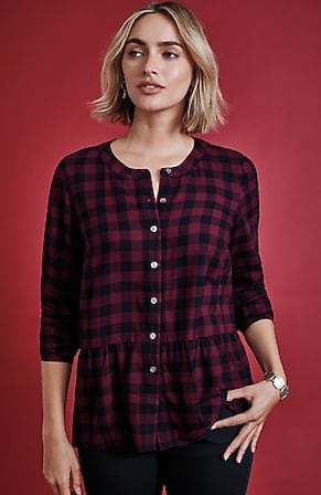 Image for Buffalo-Check Peplum Top