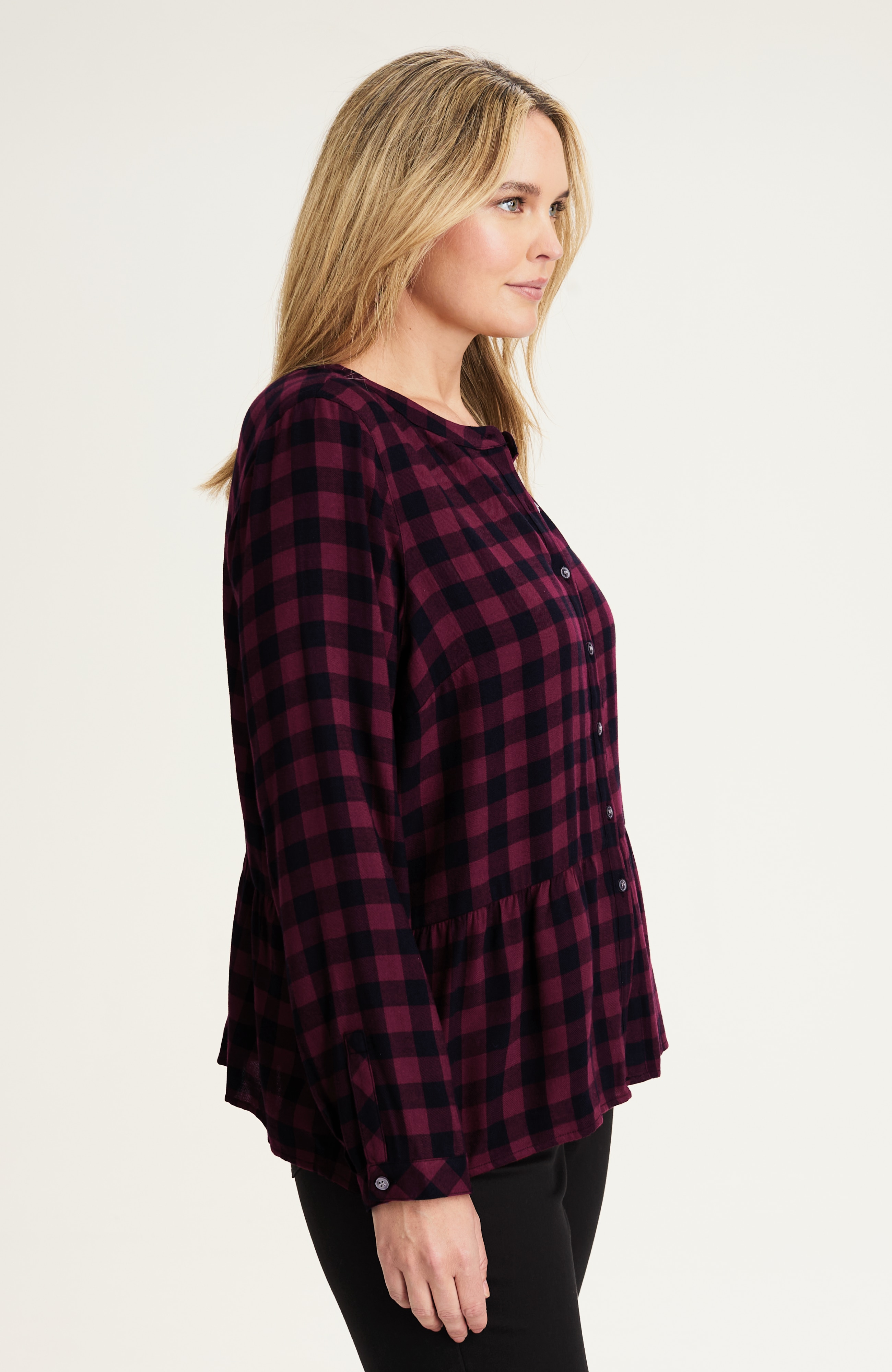 お値下中⭐︎herlipto Checked Flared Peplum Top｜Checked Flared