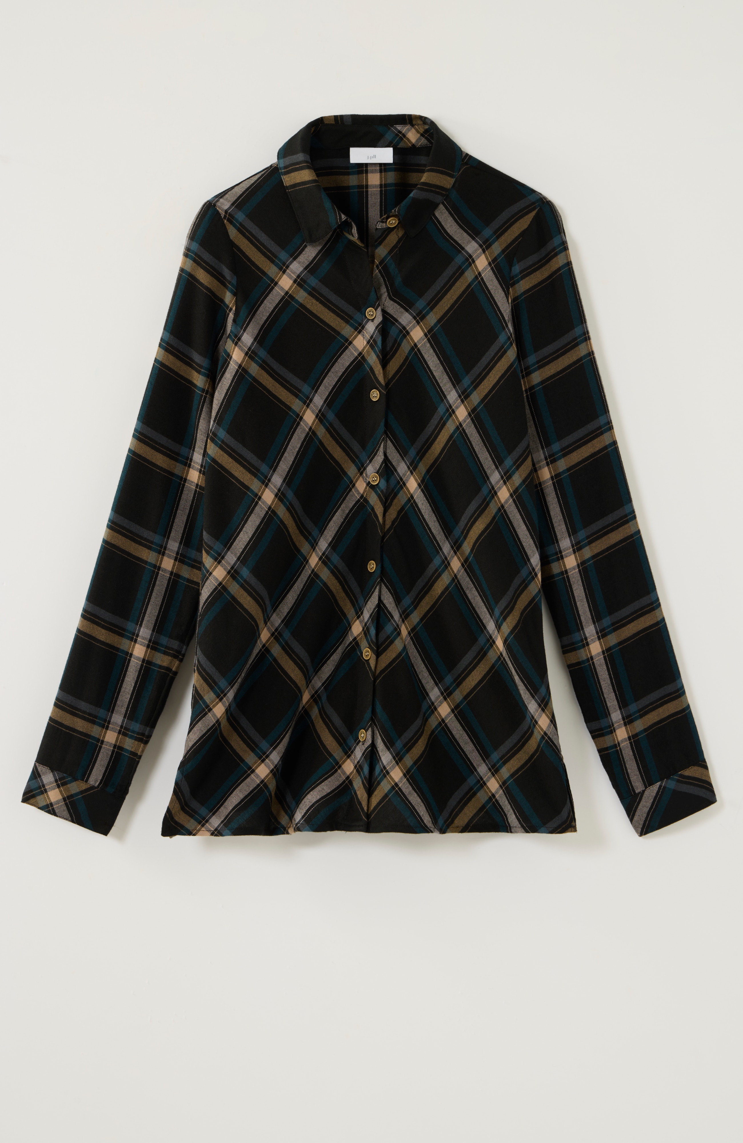 soft-brushed bias plaid shirt